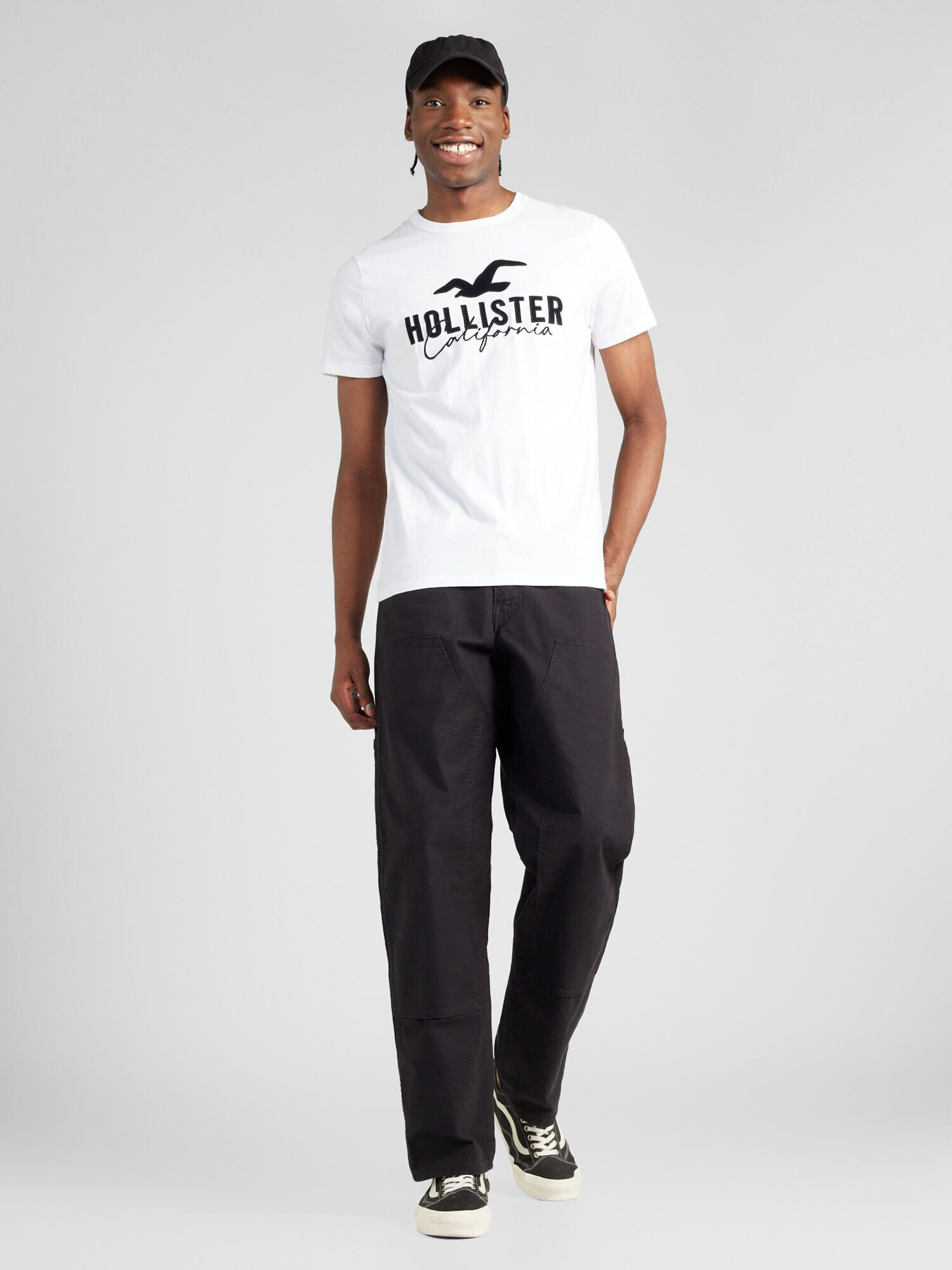 HOLLISTER Tricou negru / alb - Pled.ro