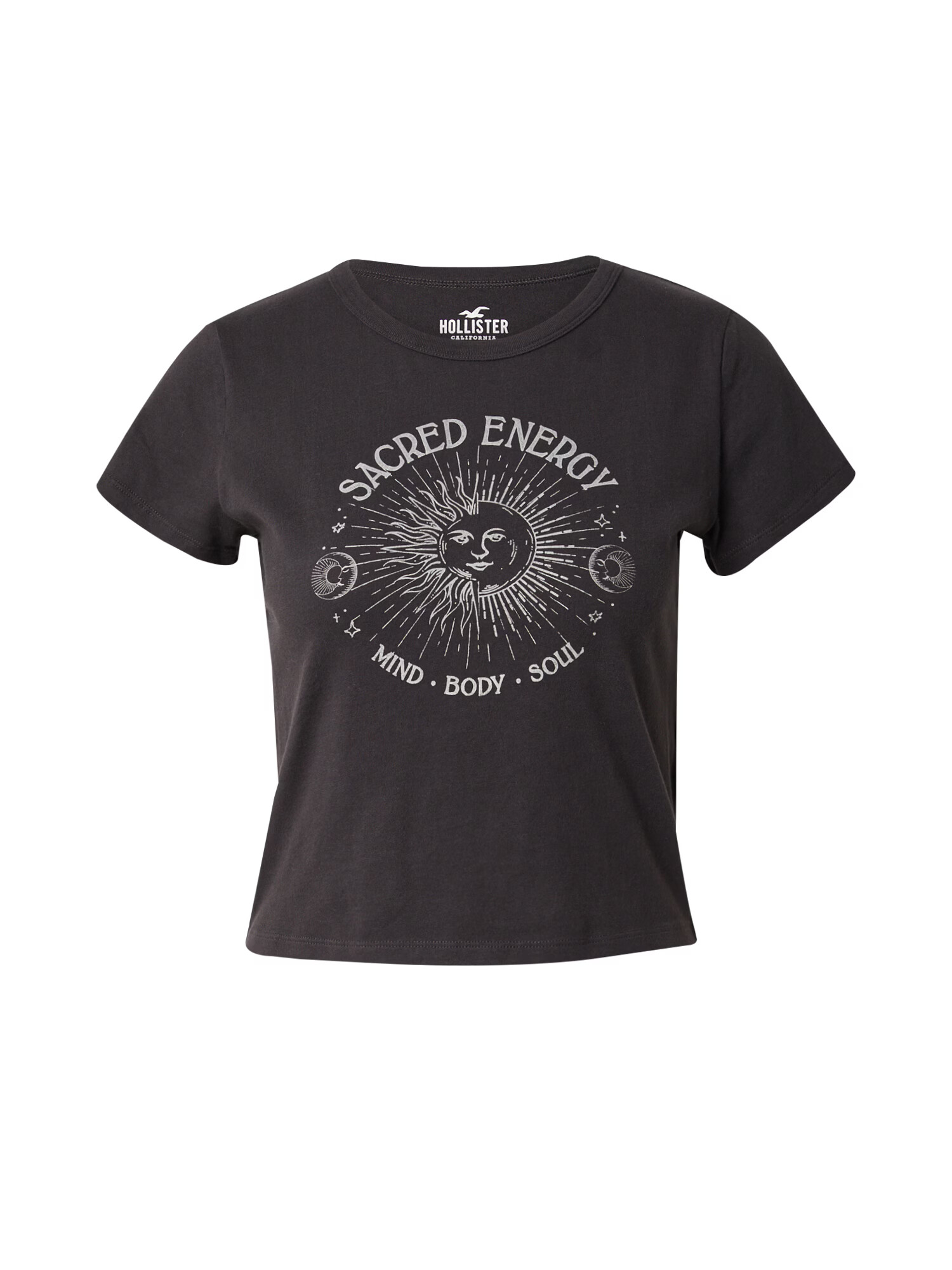 HOLLISTER Tricou negru / alb - Pled.ro