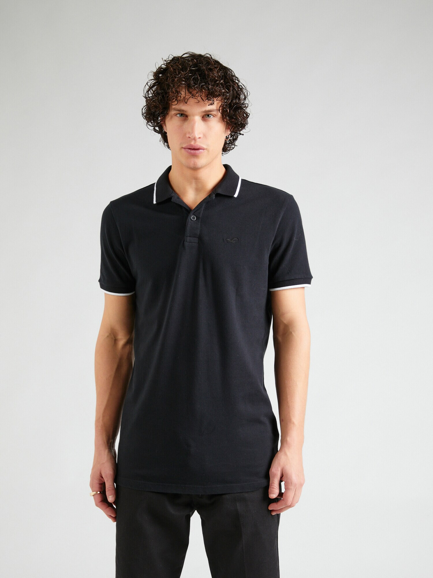 HOLLISTER Tricou negru / alb - Pled.ro