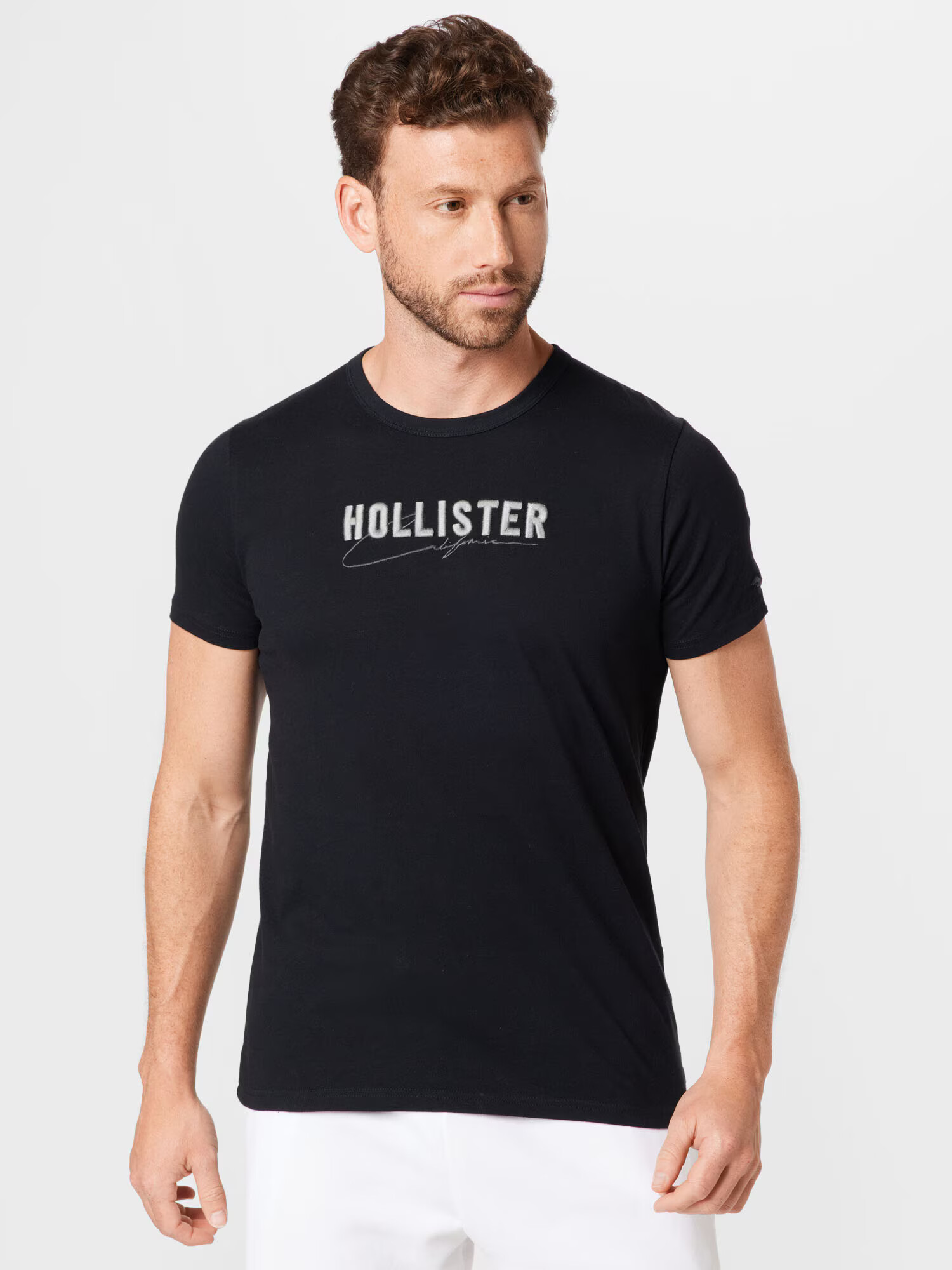 HOLLISTER Tricou negru / alb - Pled.ro