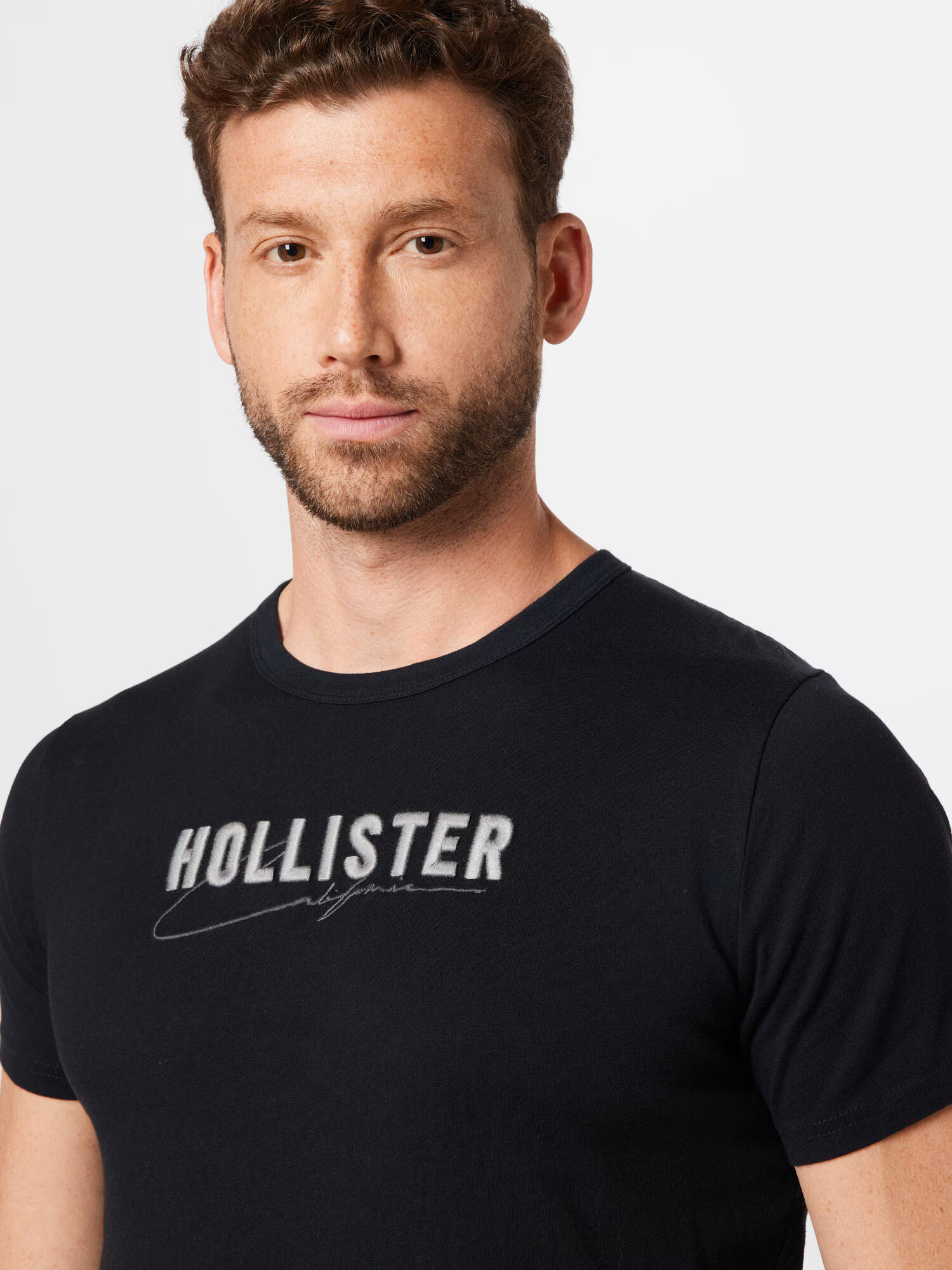 HOLLISTER Tricou negru / alb - Pled.ro