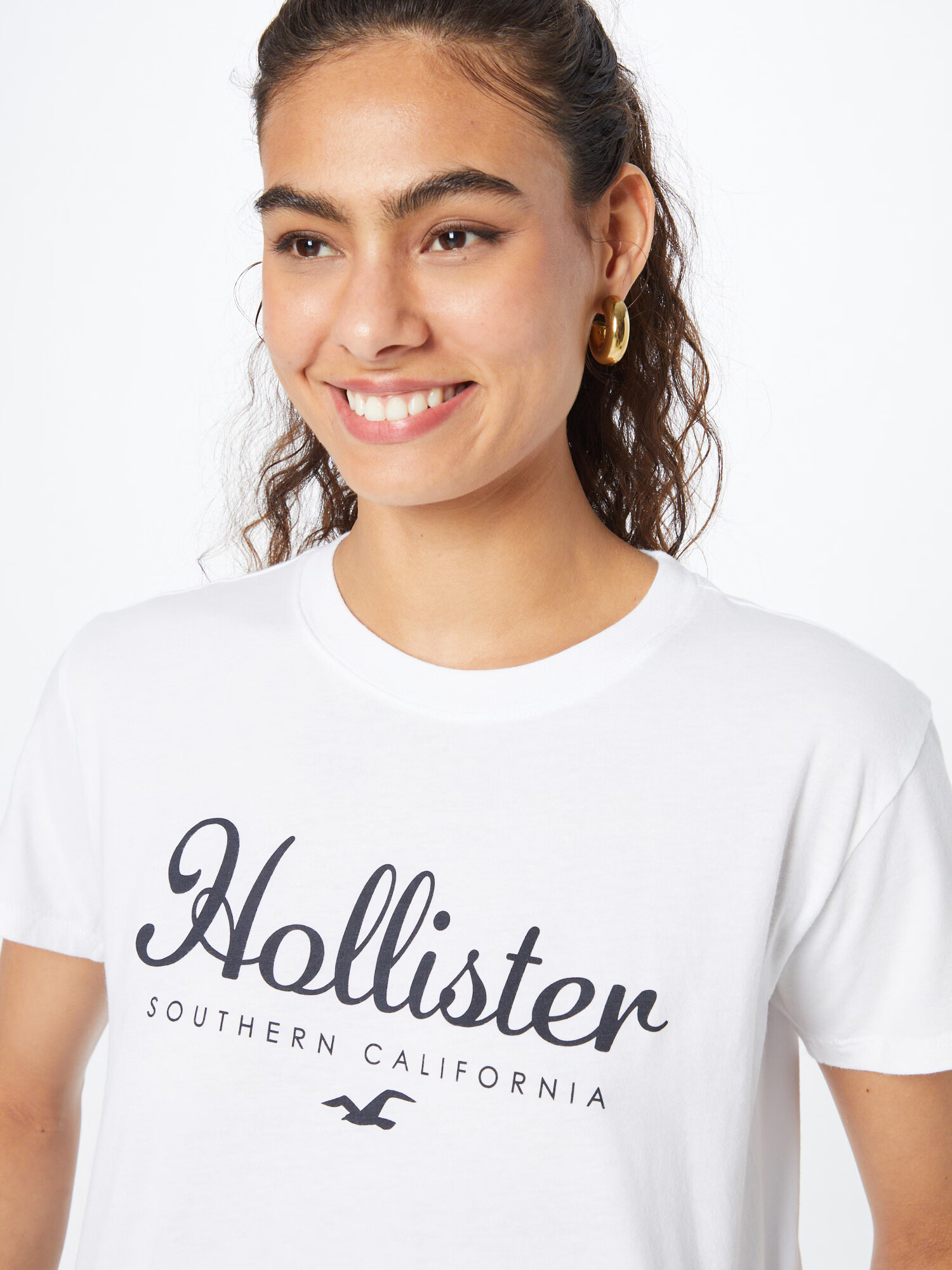 HOLLISTER Tricou negru / alb - Pled.ro