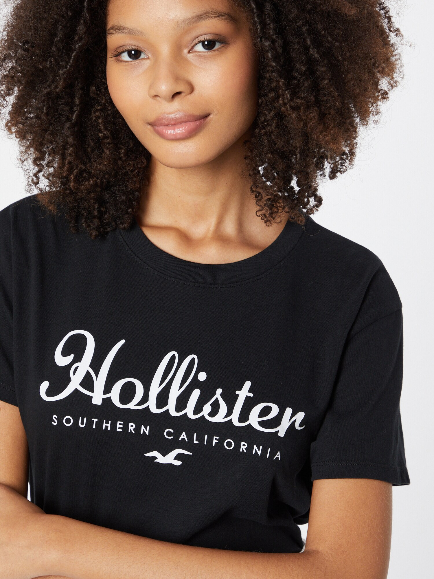 HOLLISTER Tricou negru / alb - Pled.ro