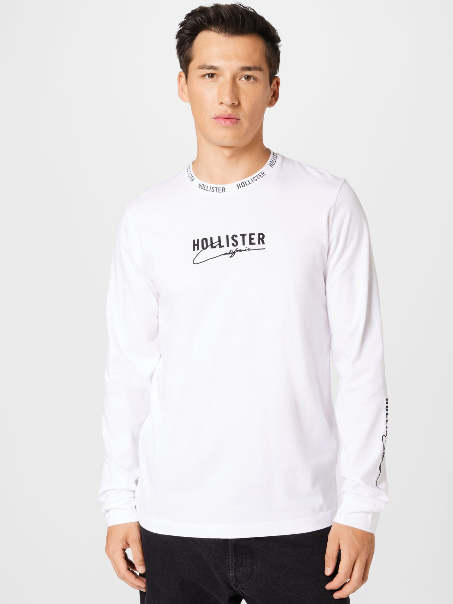 HOLLISTER Tricou negru / alb - Pled.ro