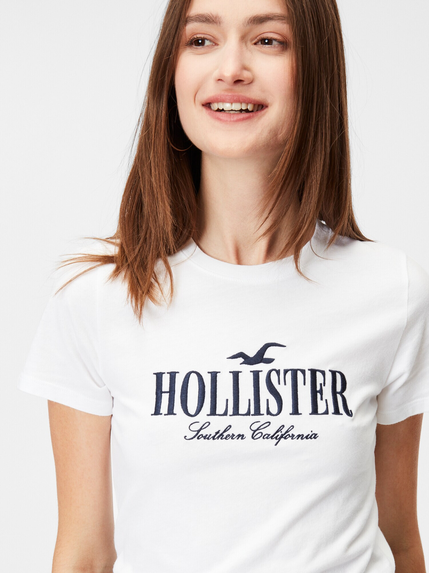 HOLLISTER Tricou negru / alb - Pled.ro