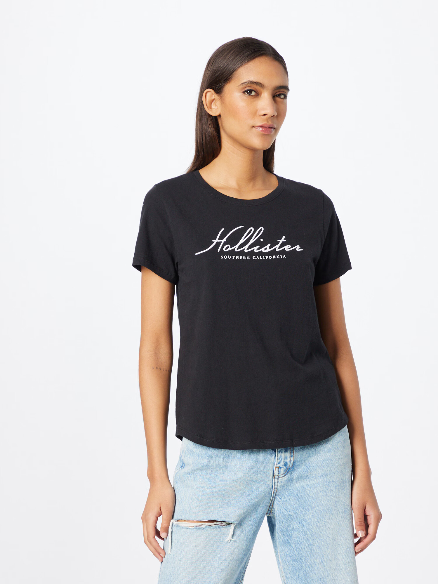 HOLLISTER Tricou negru / alb - Pled.ro