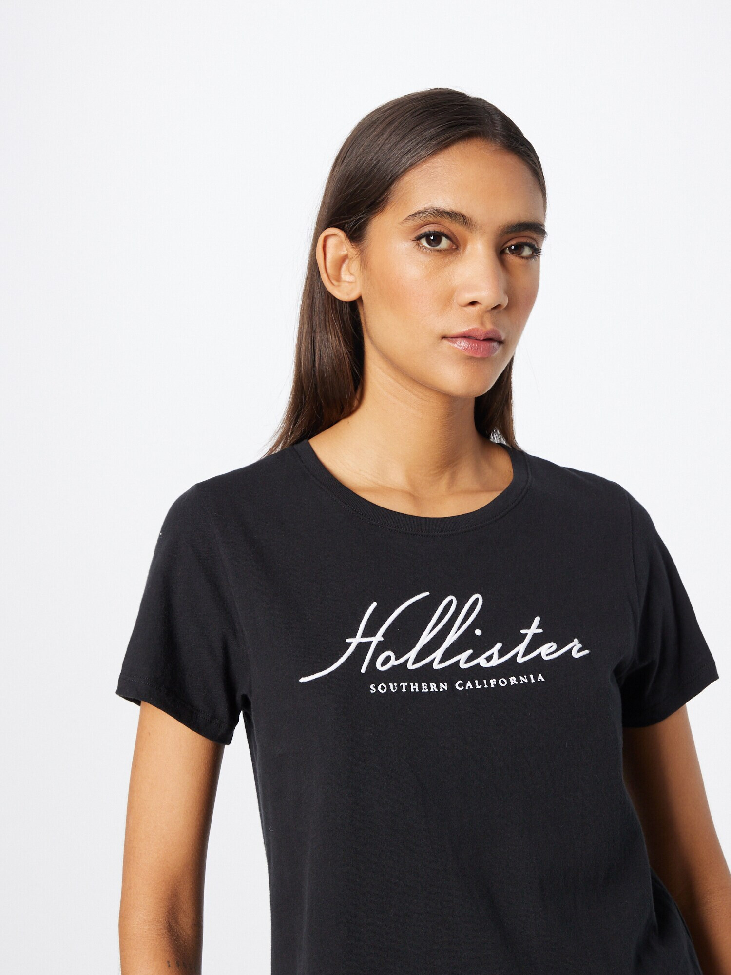 HOLLISTER Tricou negru / alb - Pled.ro