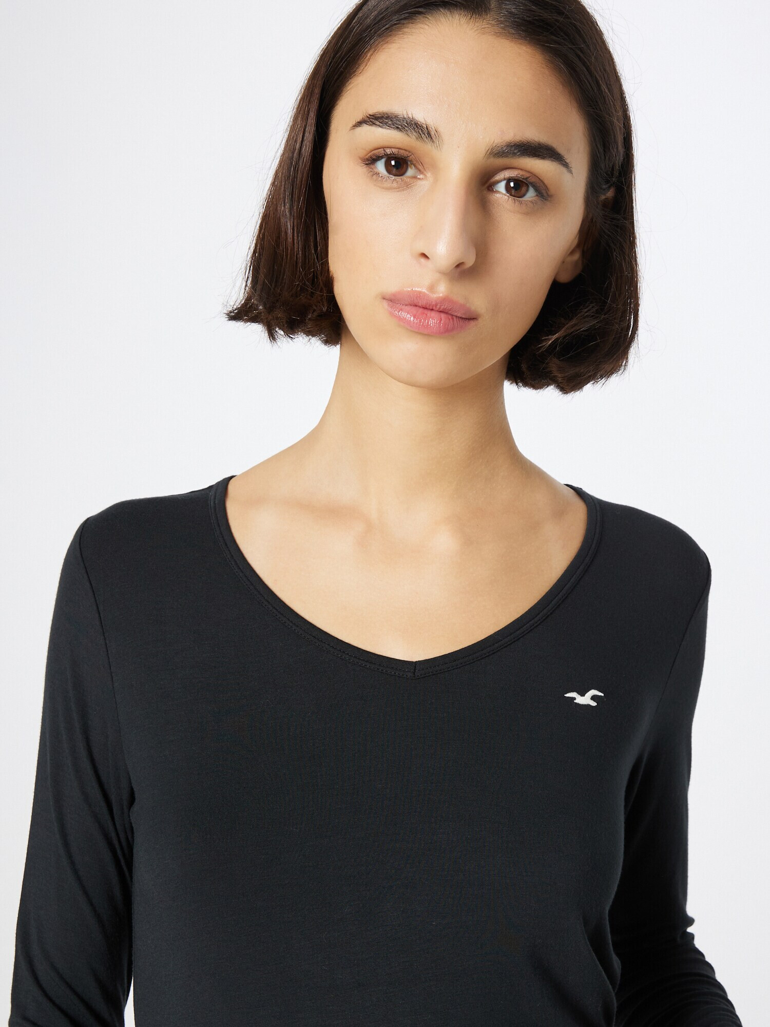 HOLLISTER Tricou negru / alb - Pled.ro