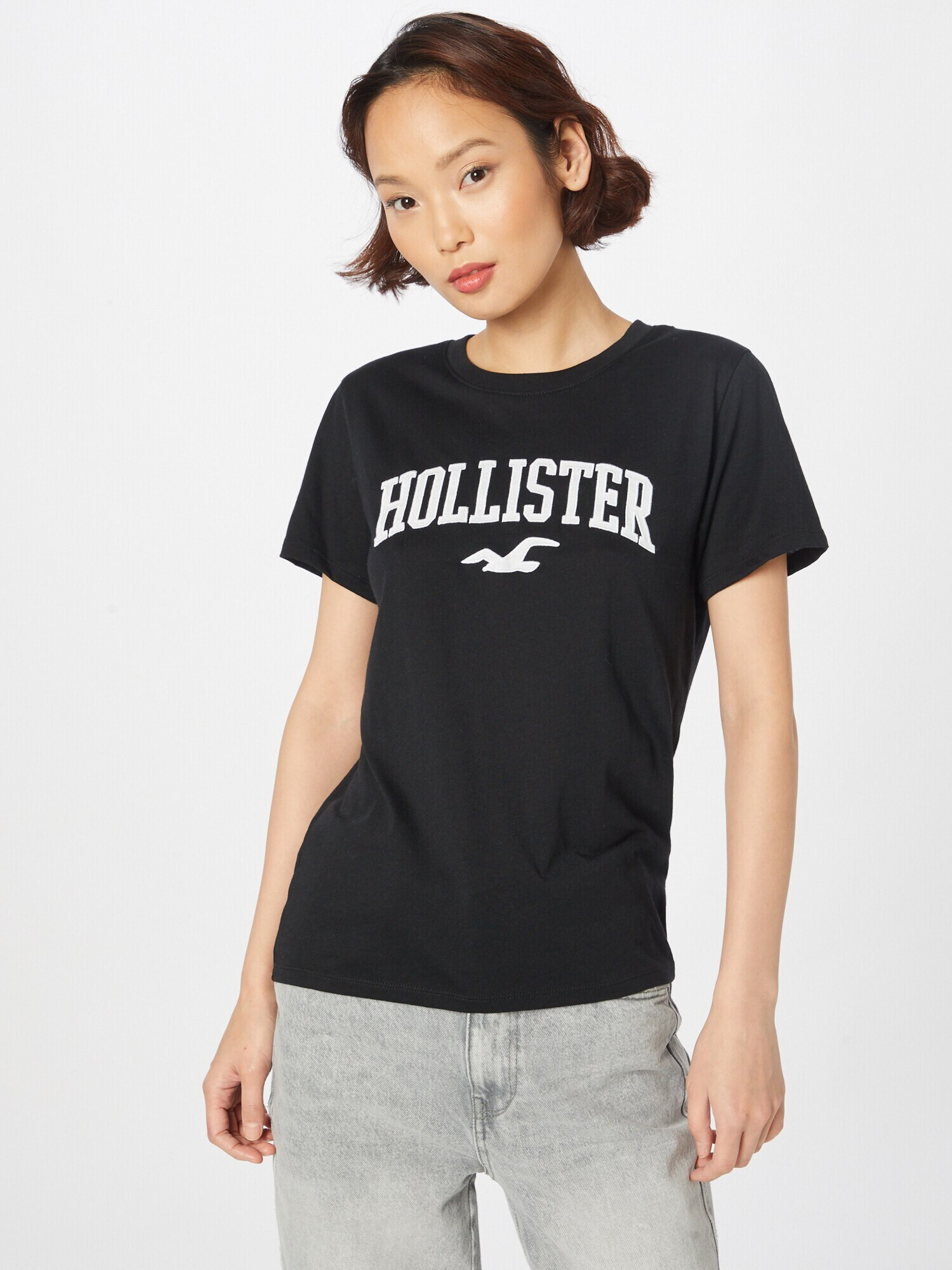 HOLLISTER Tricou negru / alb - Pled.ro