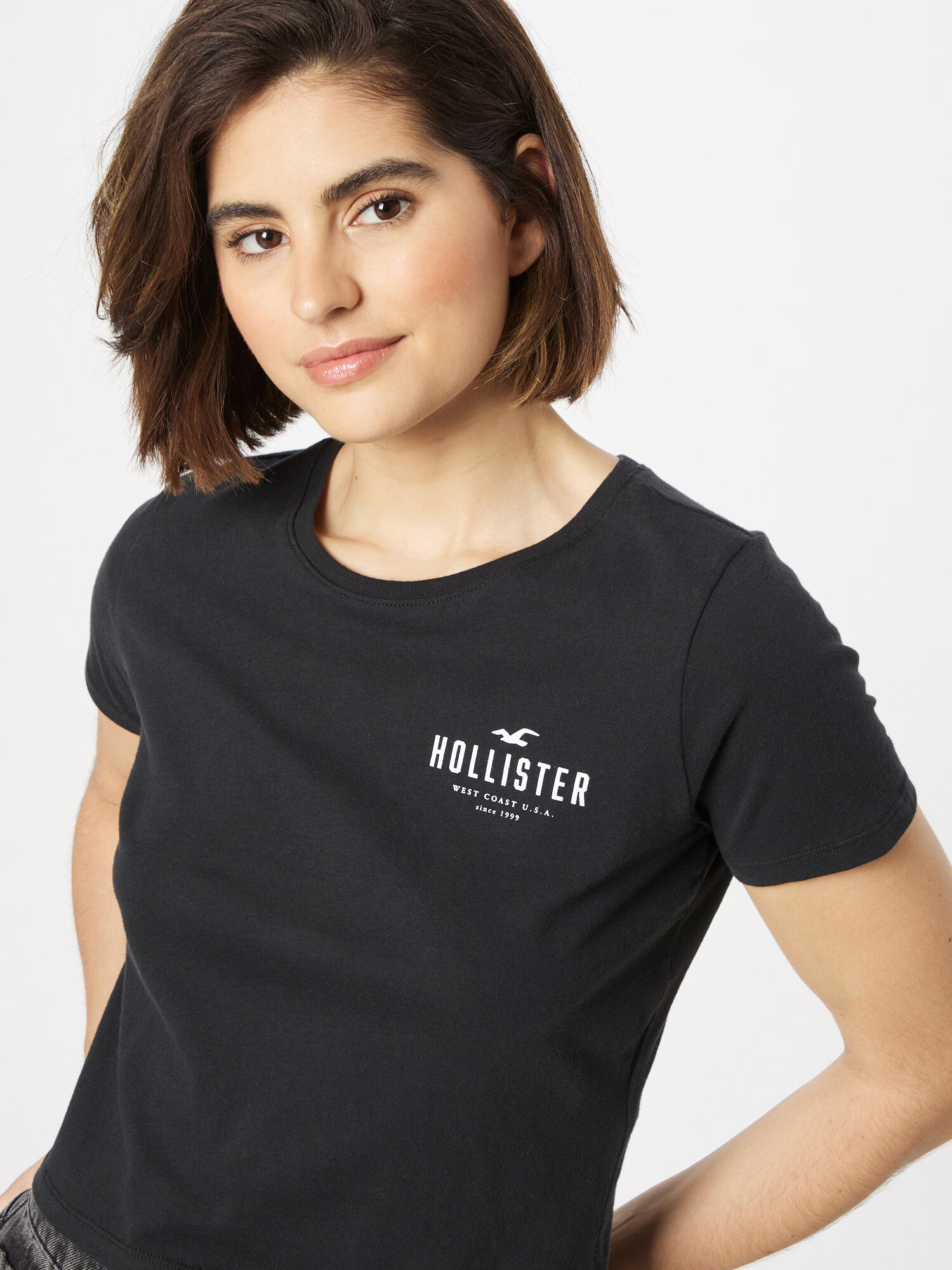 HOLLISTER Tricou negru / alb - Pled.ro