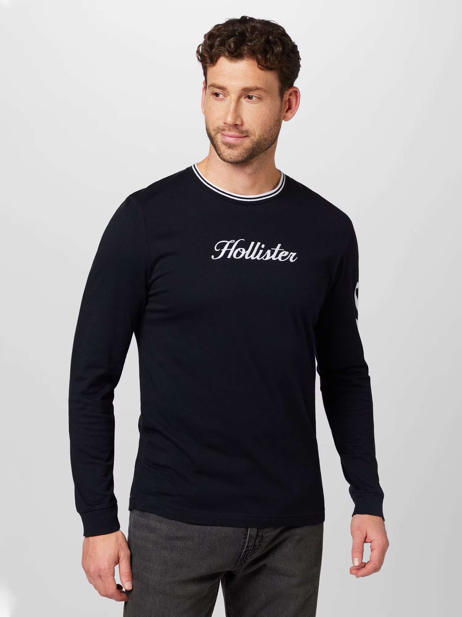 HOLLISTER Tricou negru / alb - Pled.ro