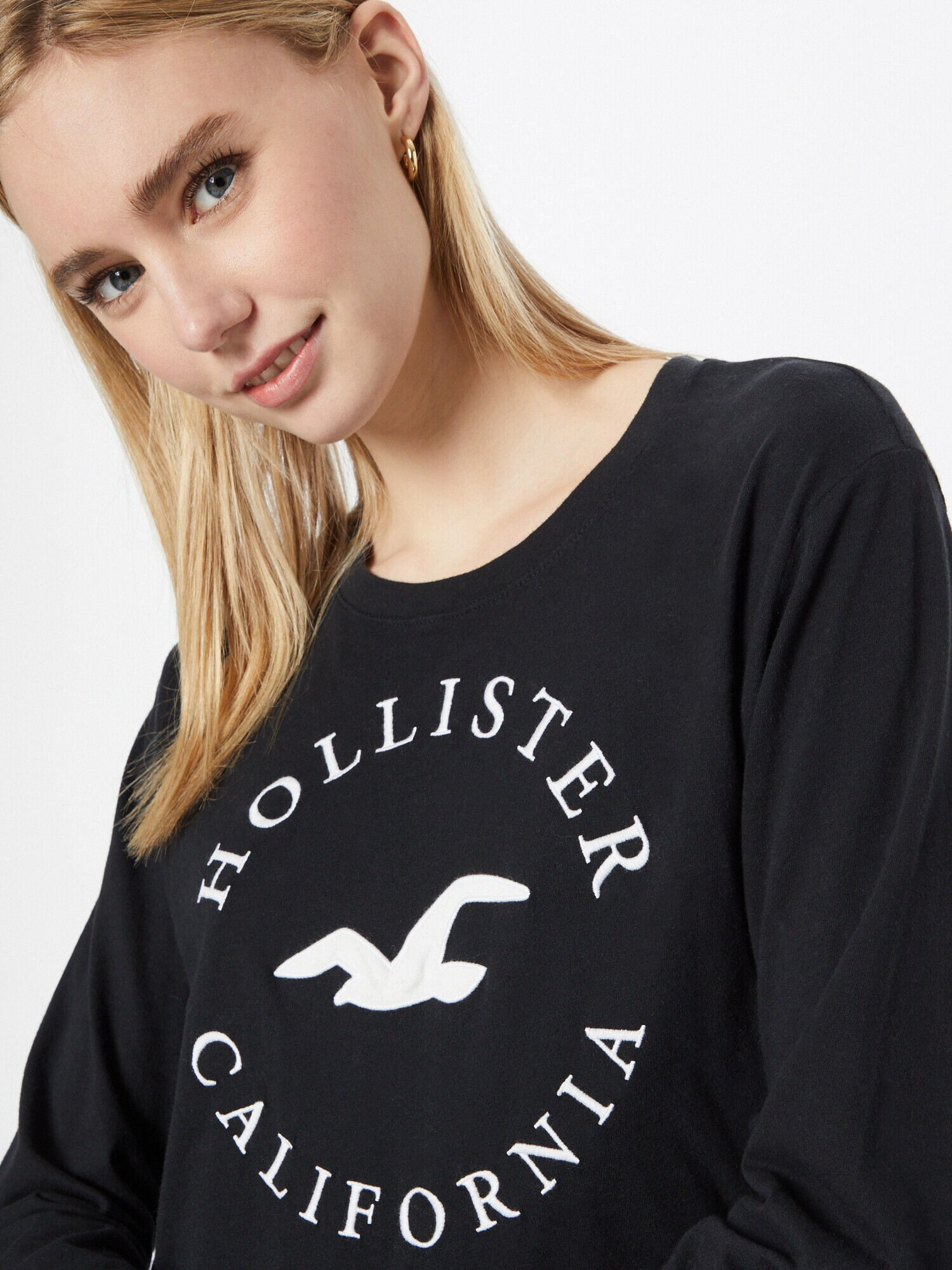 HOLLISTER Tricou negru / alb - Pled.ro