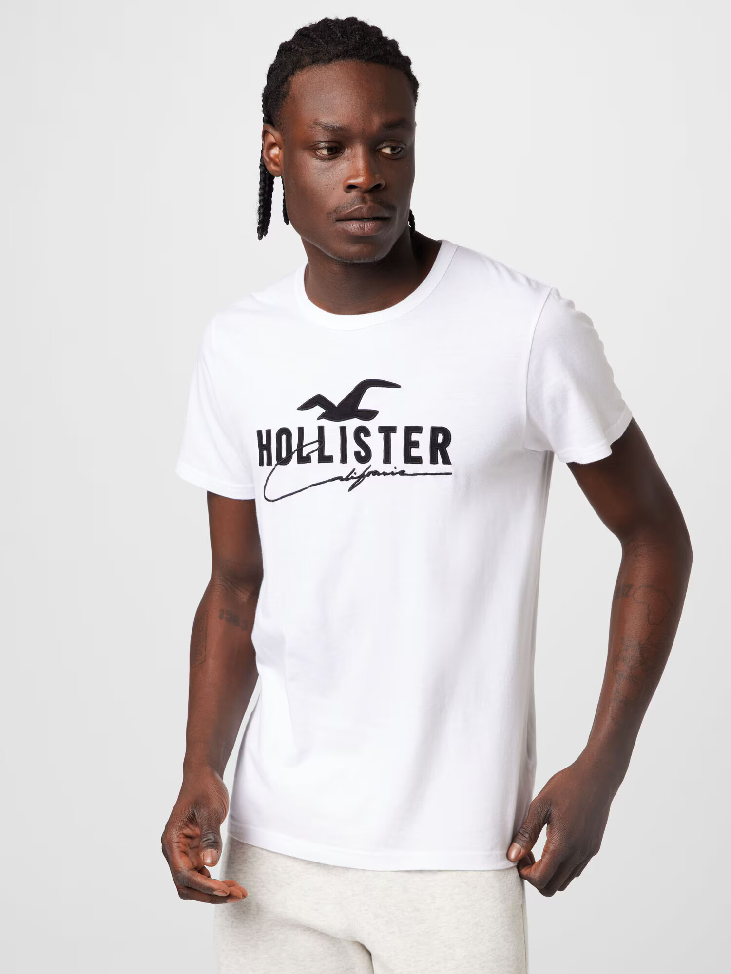 HOLLISTER Tricou negru / alb - Pled.ro