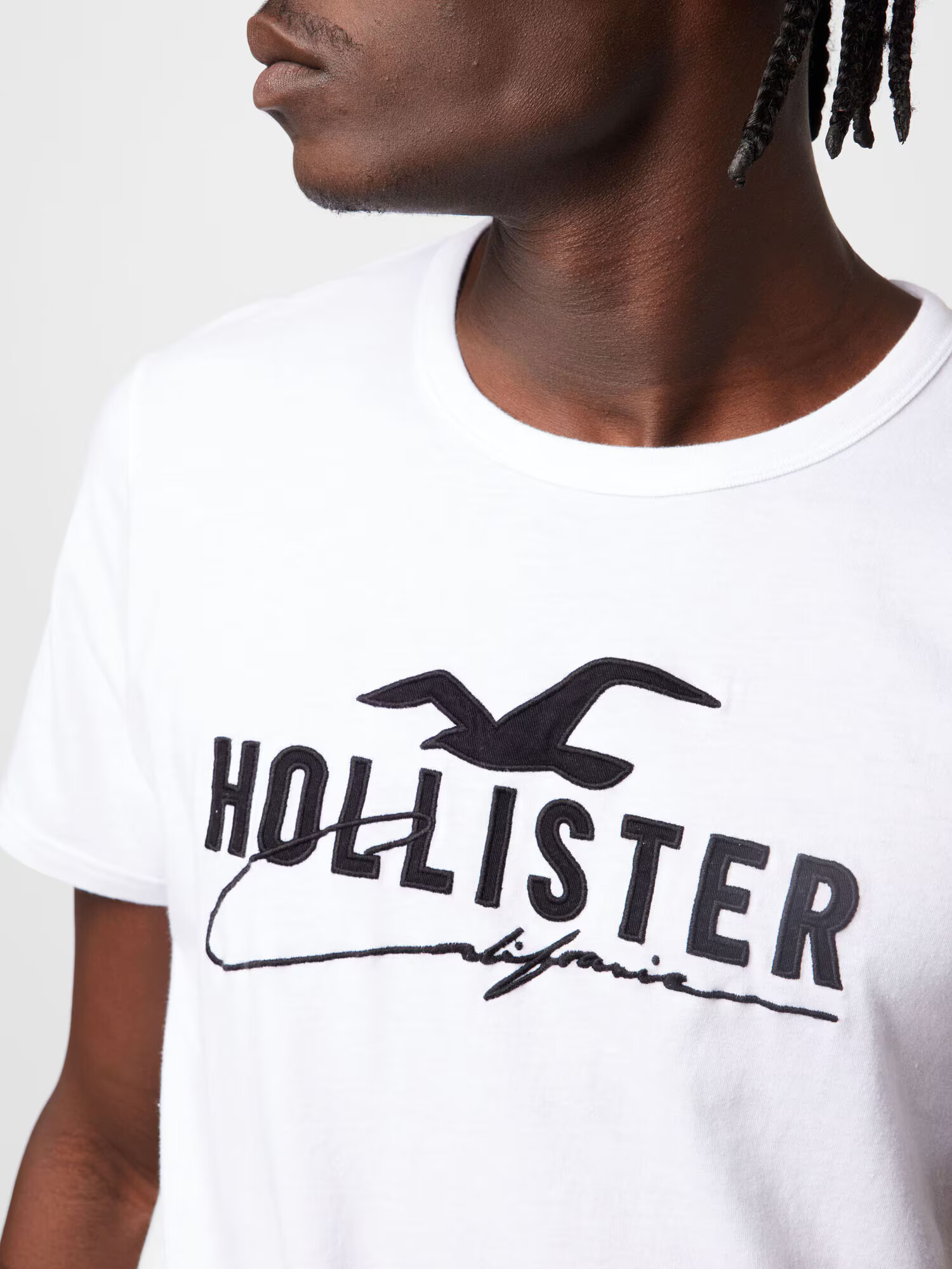 HOLLISTER Tricou negru / alb - Pled.ro