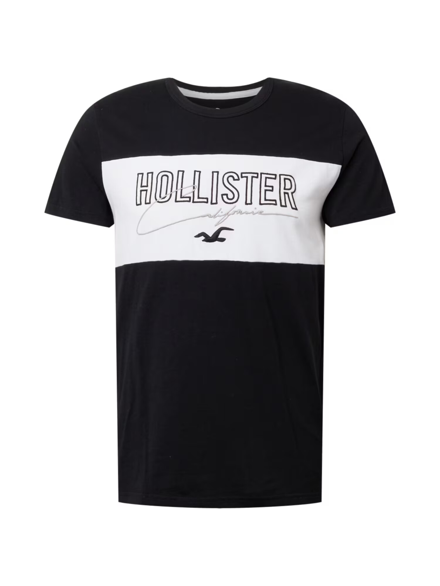 HOLLISTER Tricou negru / alb - Pled.ro