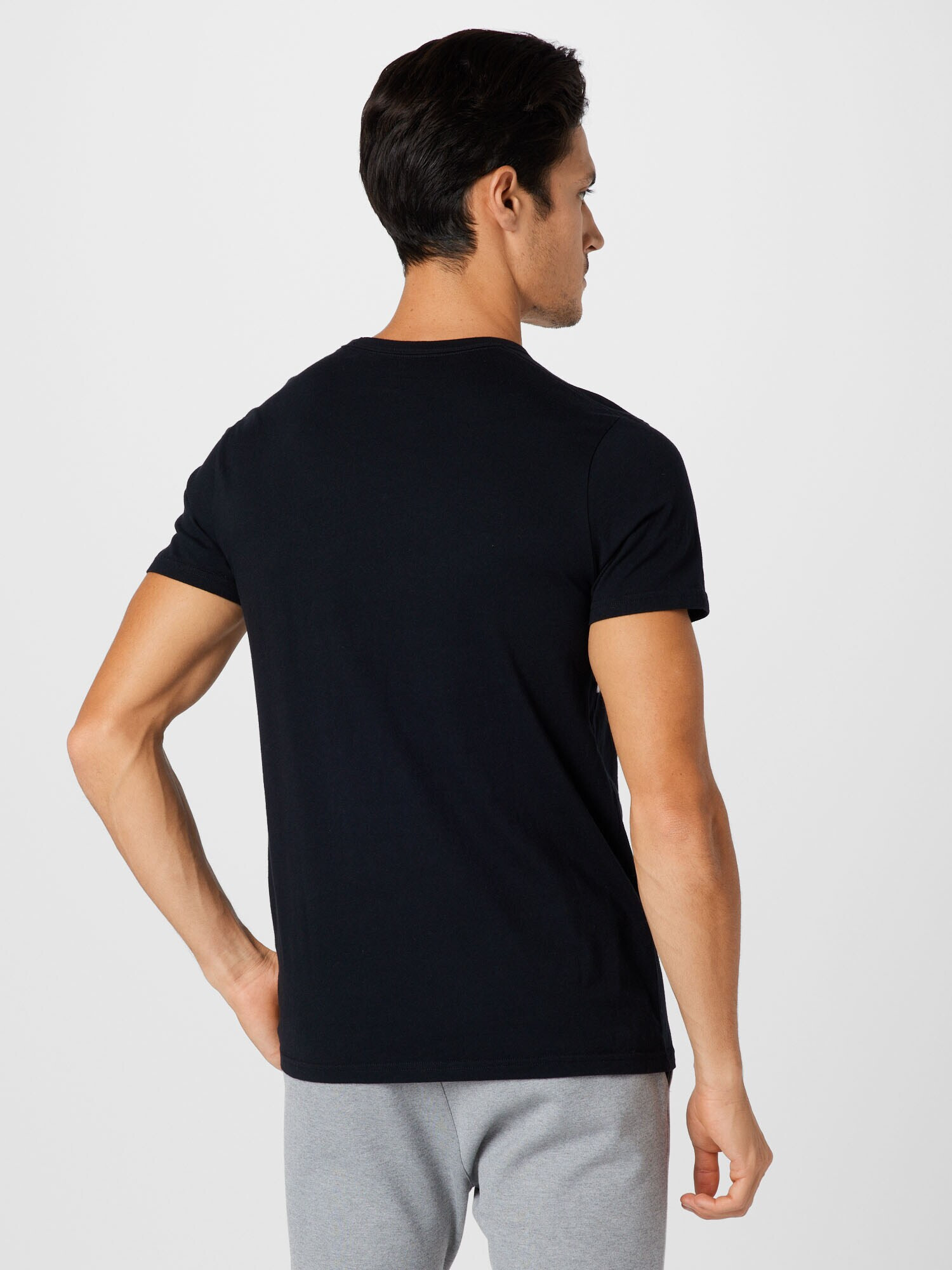 HOLLISTER Tricou negru / alb - Pled.ro