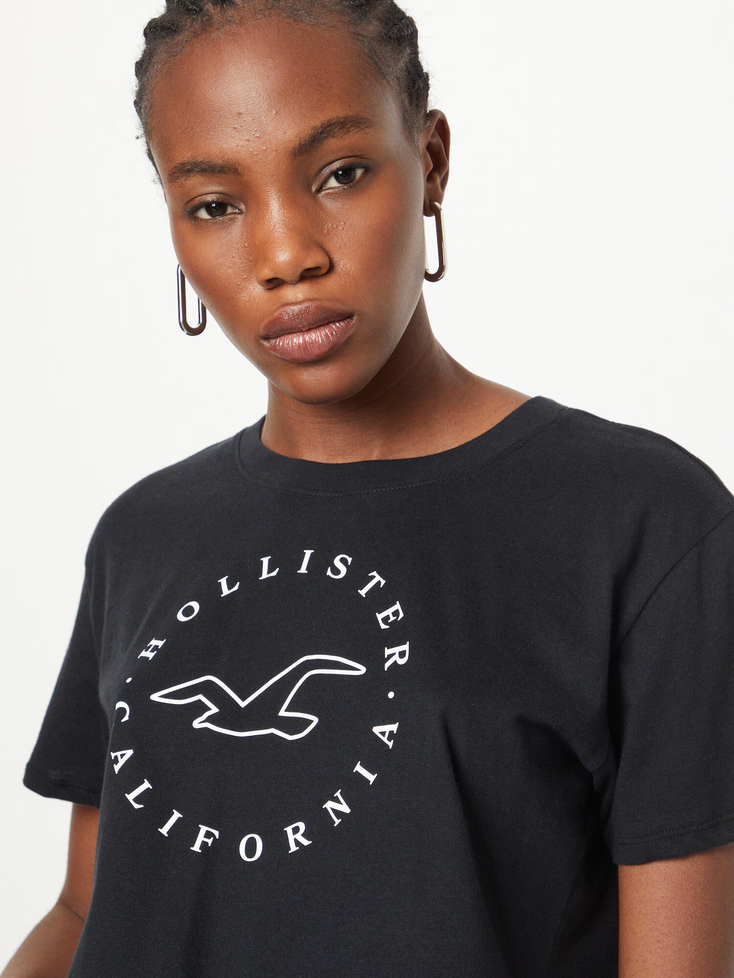 HOLLISTER Tricou negru / alb - Pled.ro