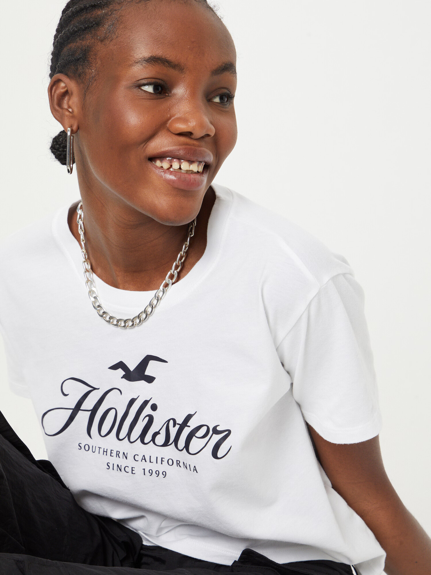 HOLLISTER Tricou negru / alb - Pled.ro