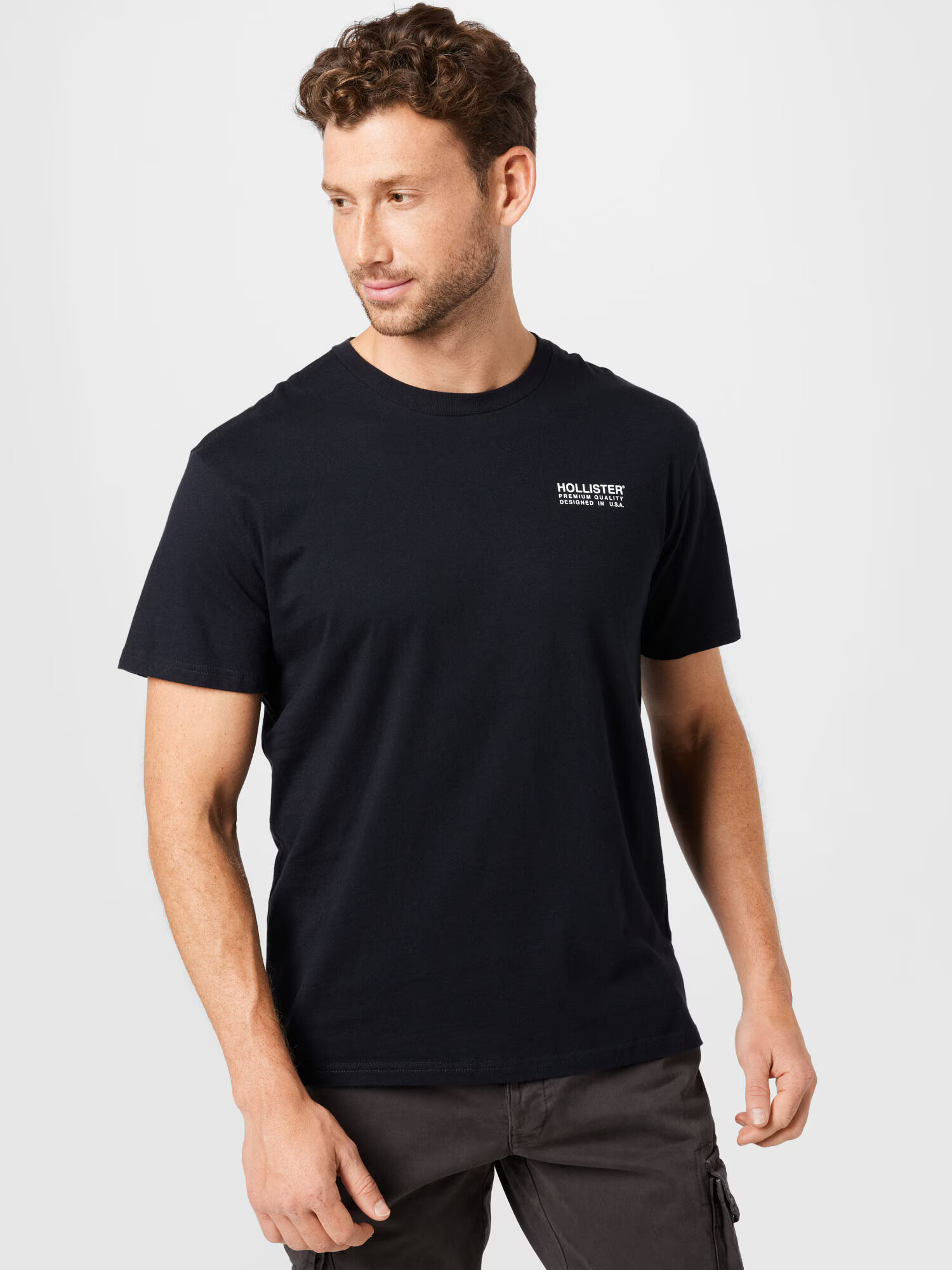 HOLLISTER Tricou negru / alb - Pled.ro