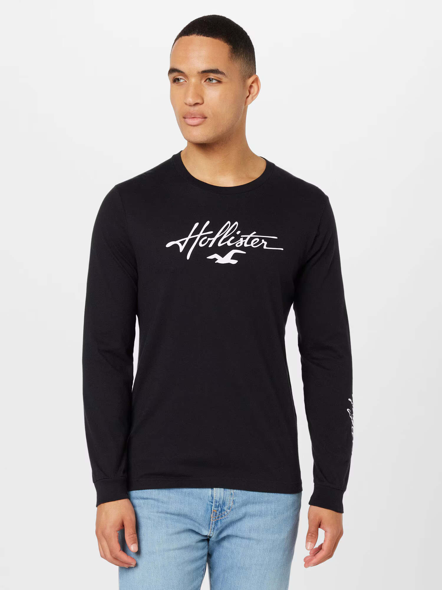 HOLLISTER Tricou negru / alb - Pled.ro