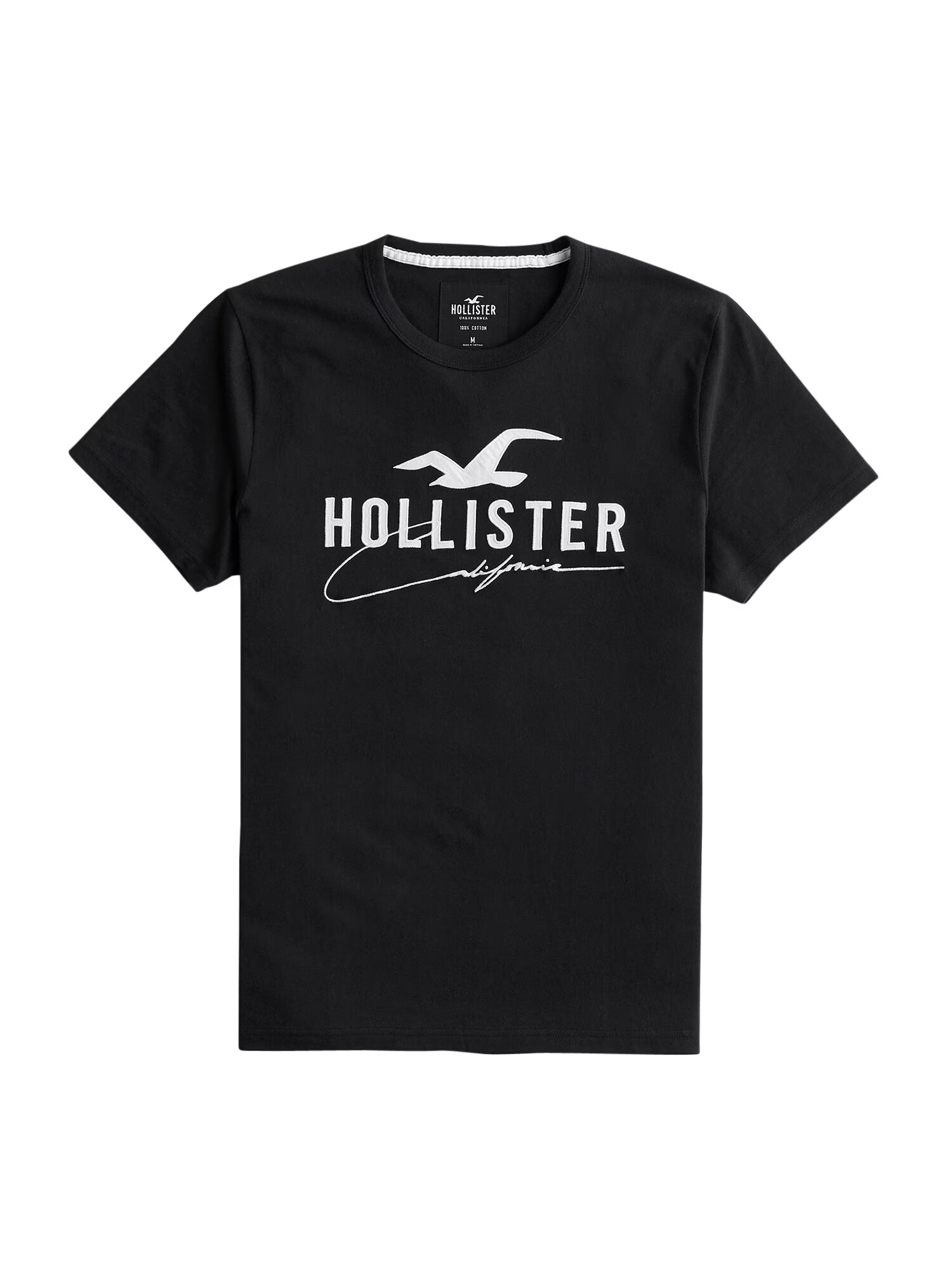 HOLLISTER Tricou negru / alb - Pled.ro