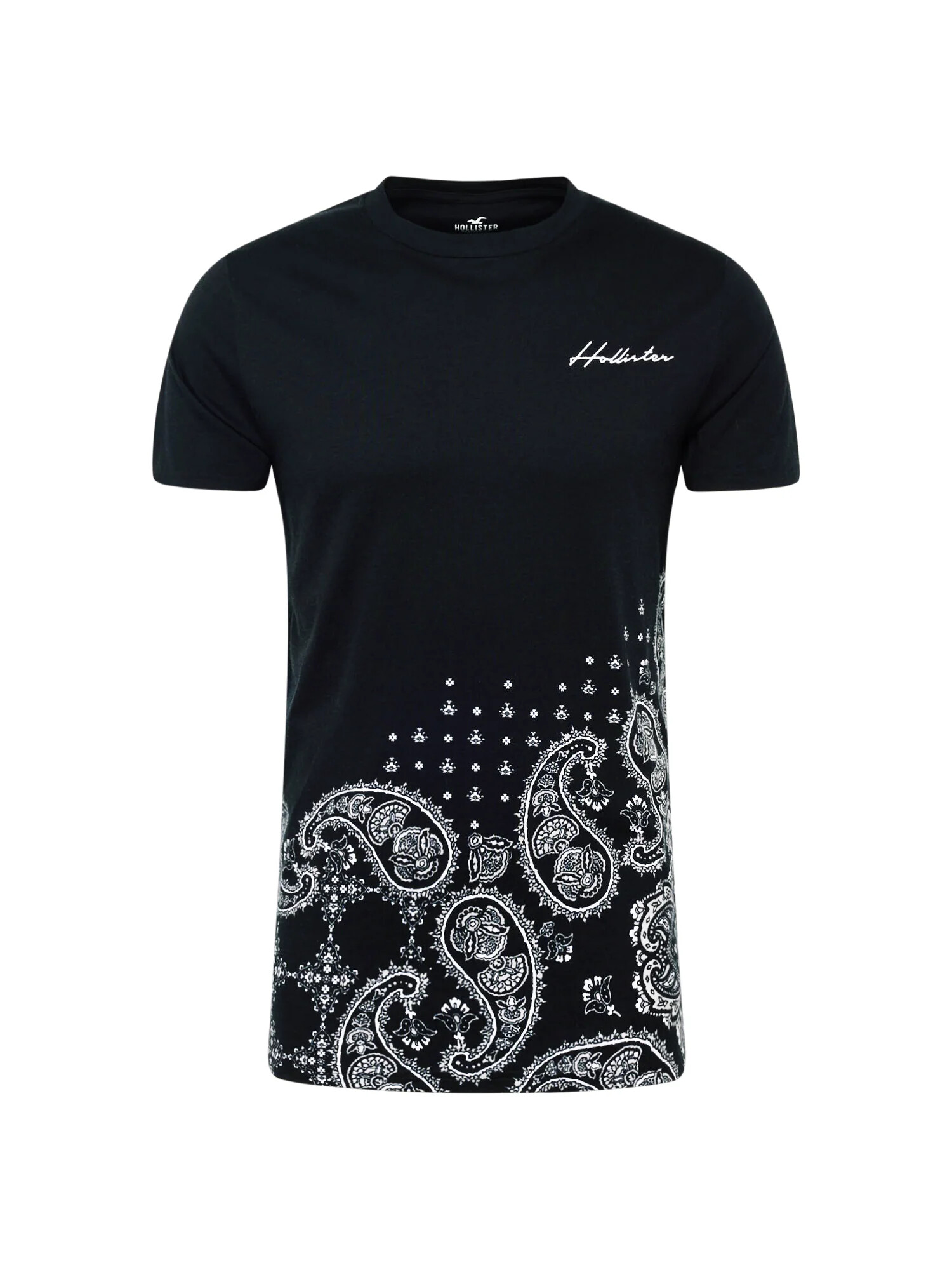 HOLLISTER Tricou negru / alb / alb murdar - Pled.ro