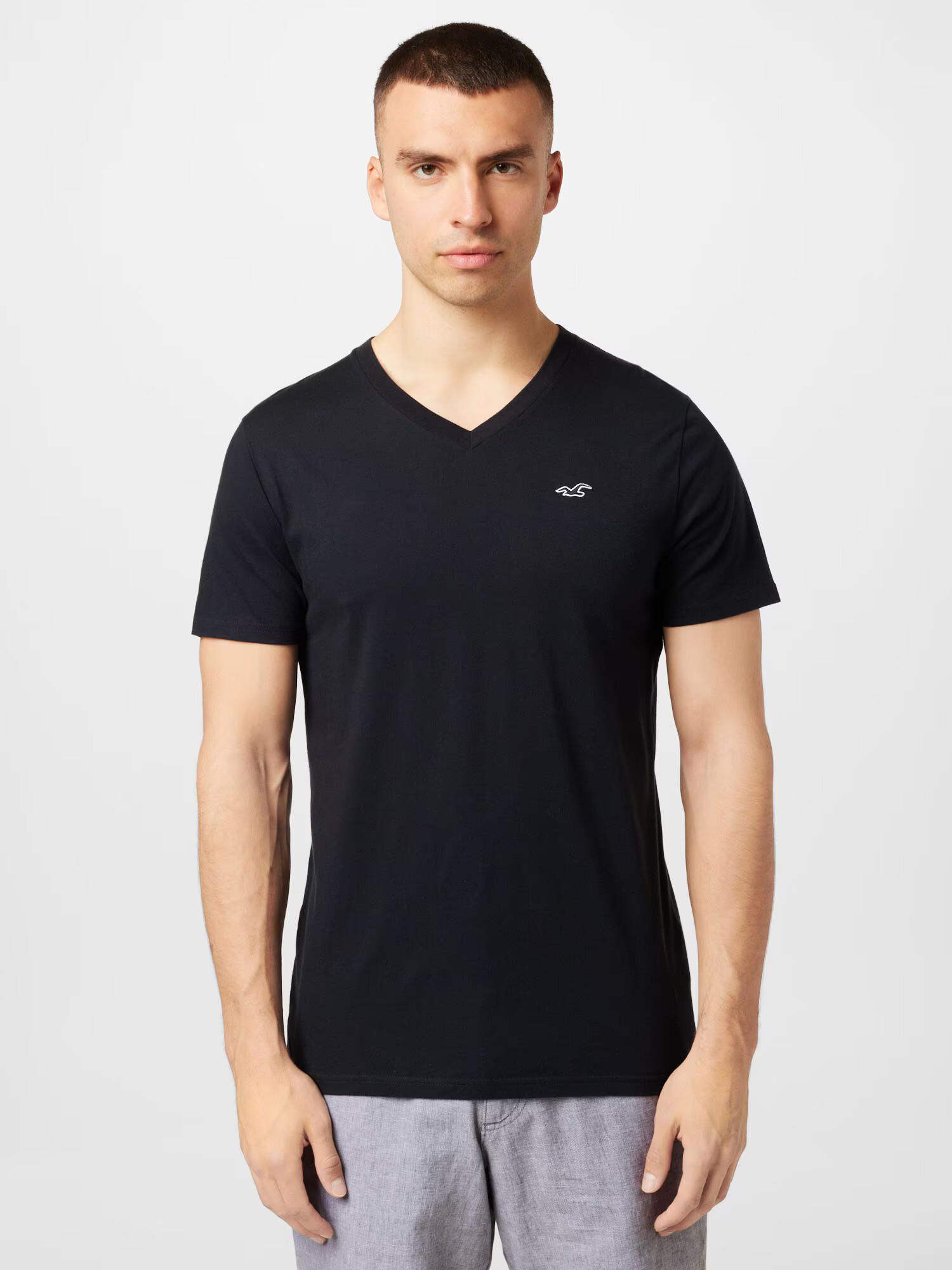 HOLLISTER Tricou negru / alb murdar - Pled.ro