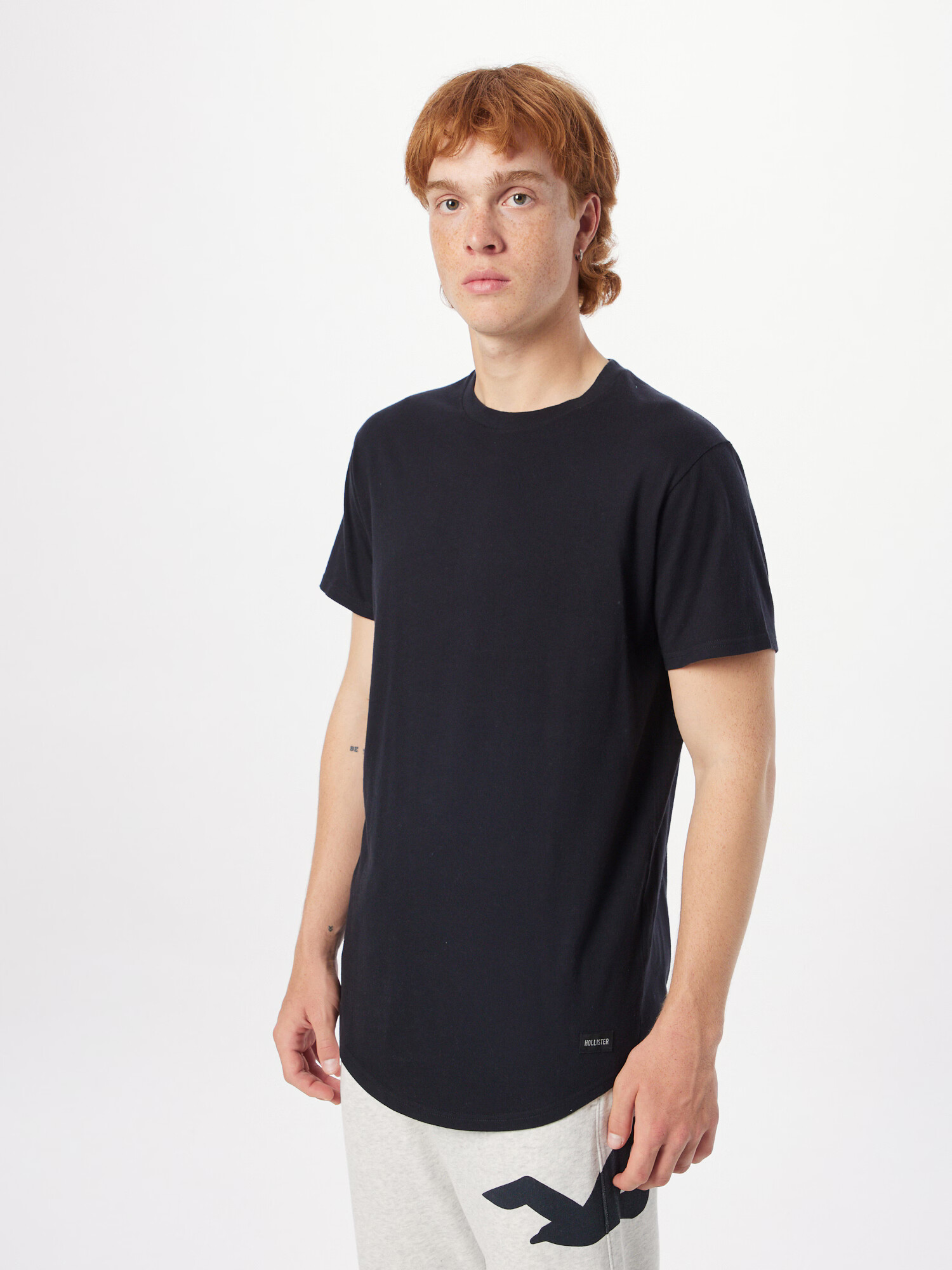 HOLLISTER Tricou negru / alb murdar - Pled.ro