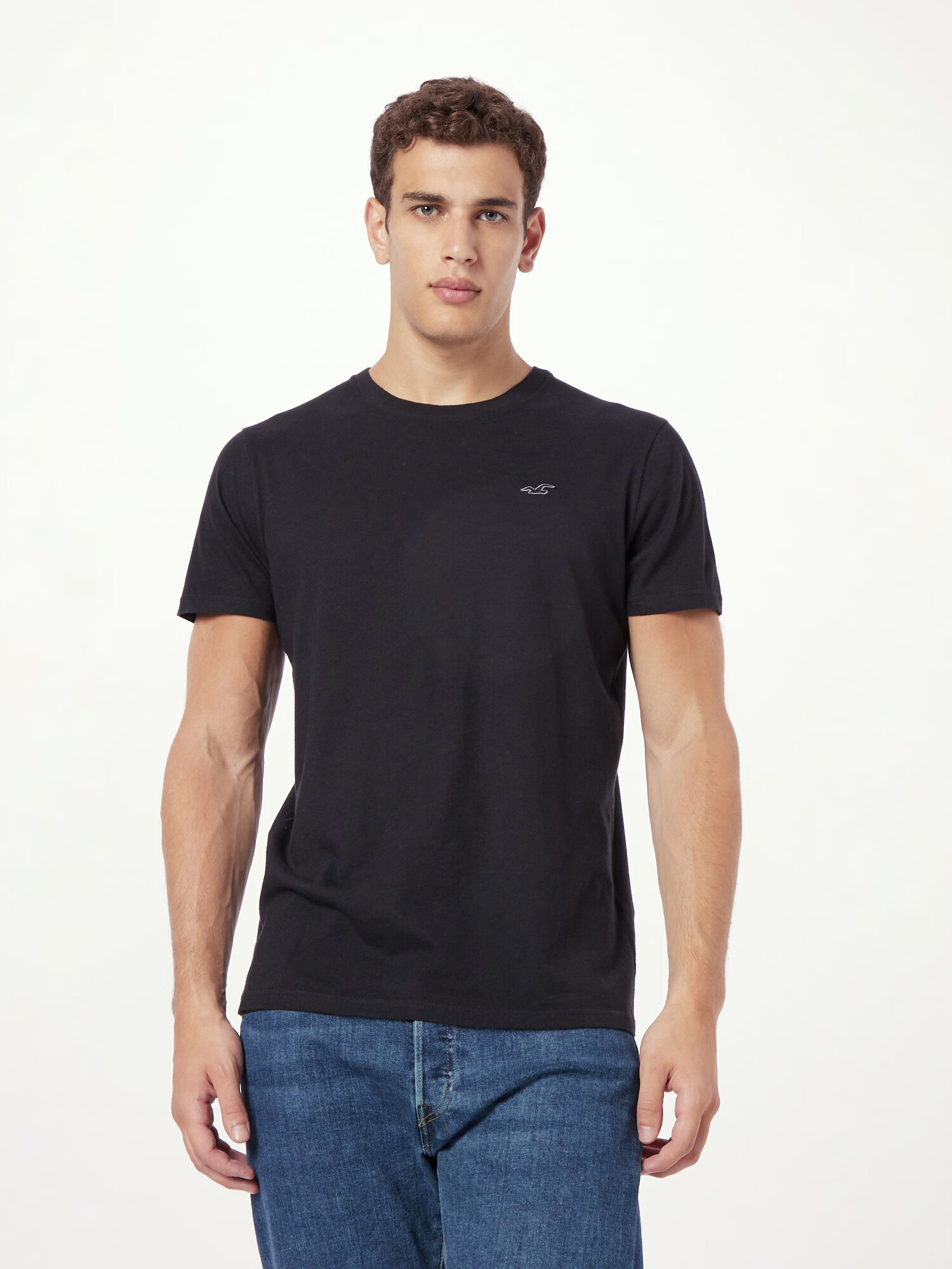 HOLLISTER Tricou negru / alb murdar - Pled.ro