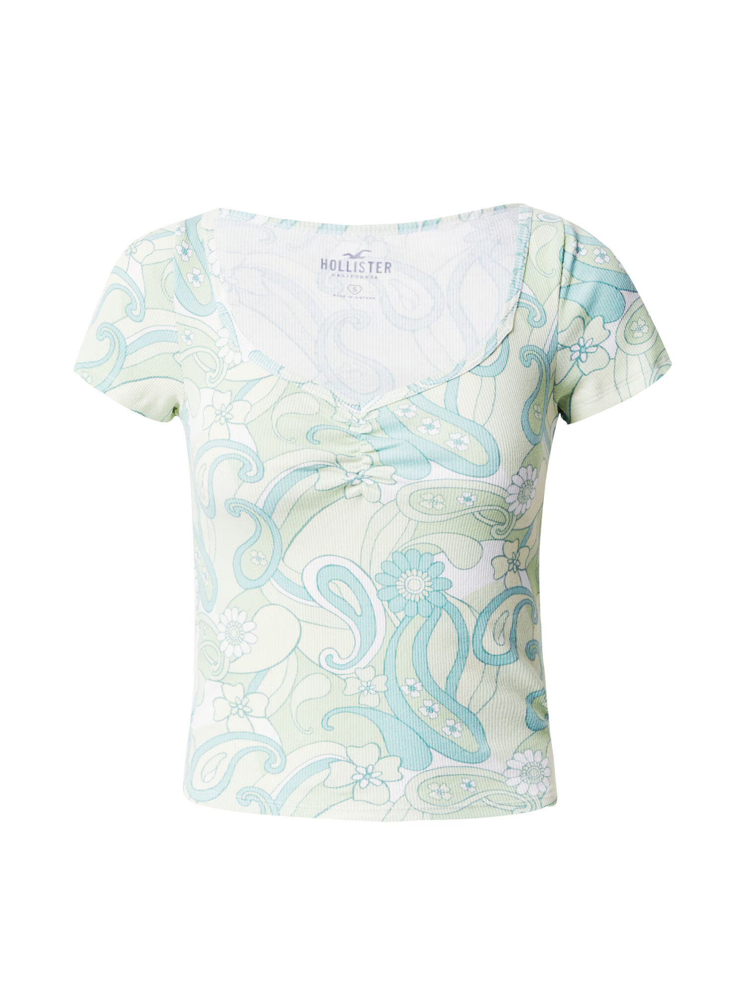 HOLLISTER Tricou nisipiu / verde jad / verde pastel / alb - Pled.ro