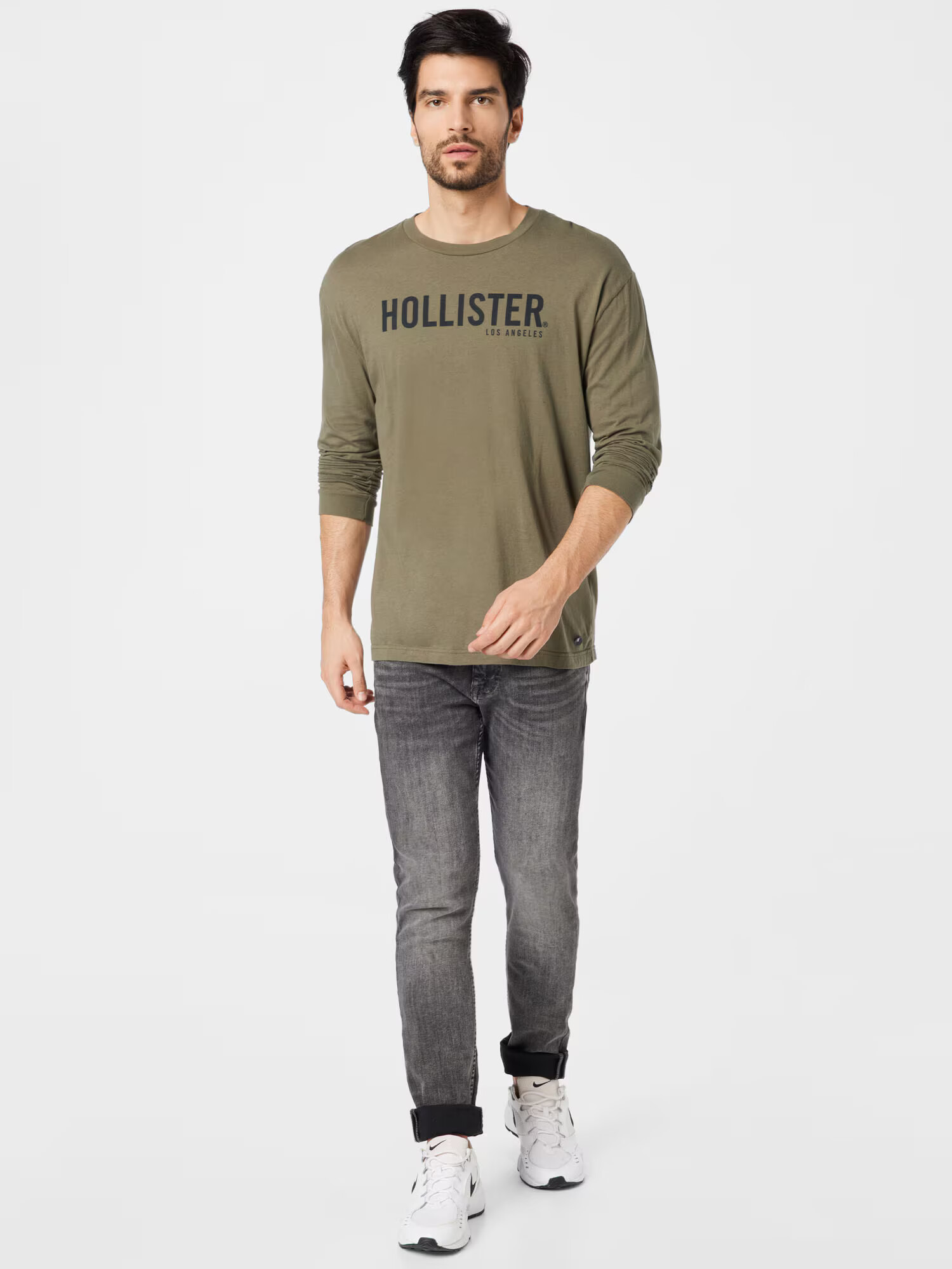 HOLLISTER Tricou oliv / negru - Pled.ro