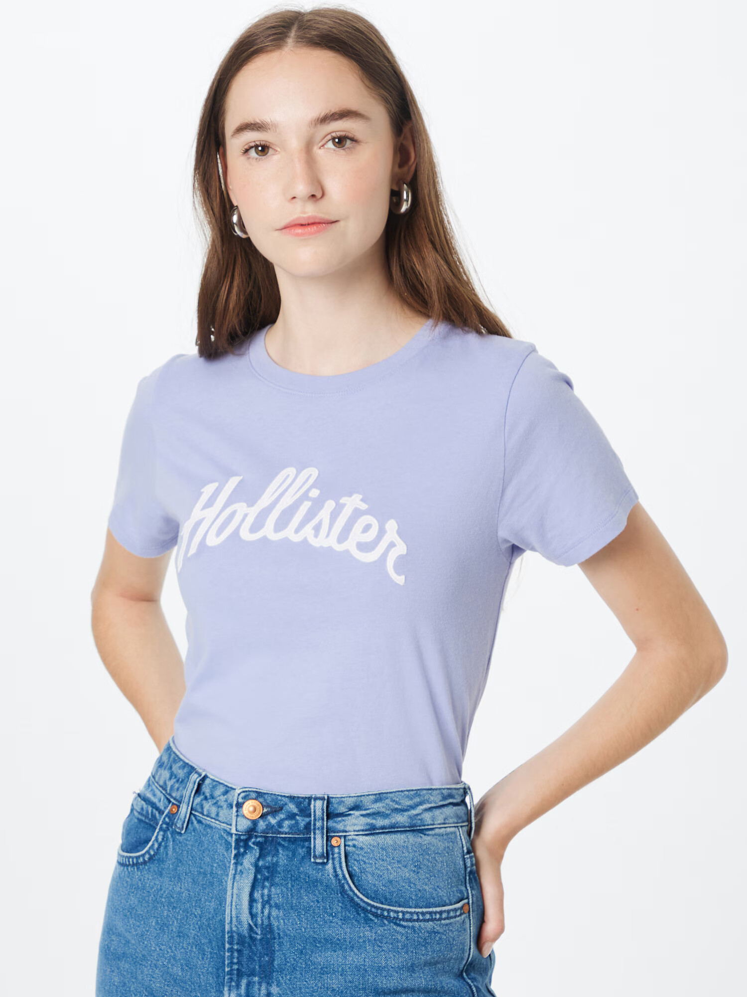 HOLLISTER Tricou opal / alb - Pled.ro