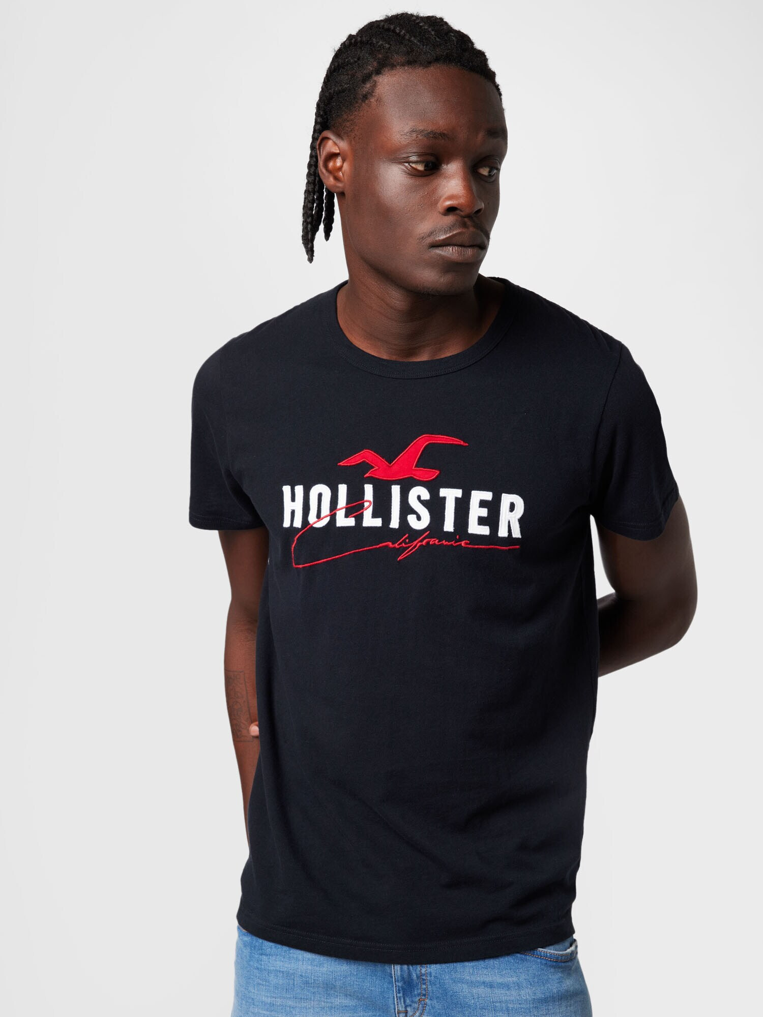 HOLLISTER Tricou roși aprins / negru / alb - Pled.ro