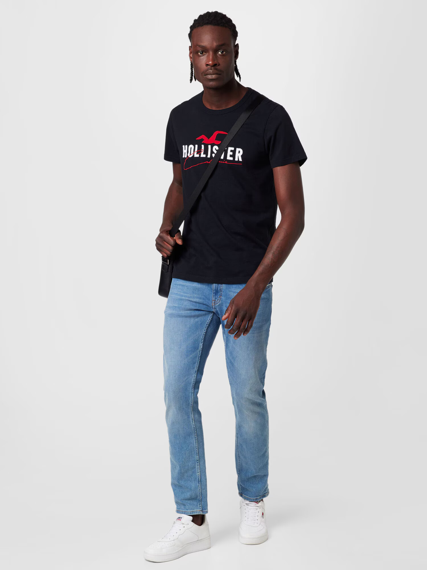 HOLLISTER Tricou roși aprins / negru / alb - Pled.ro