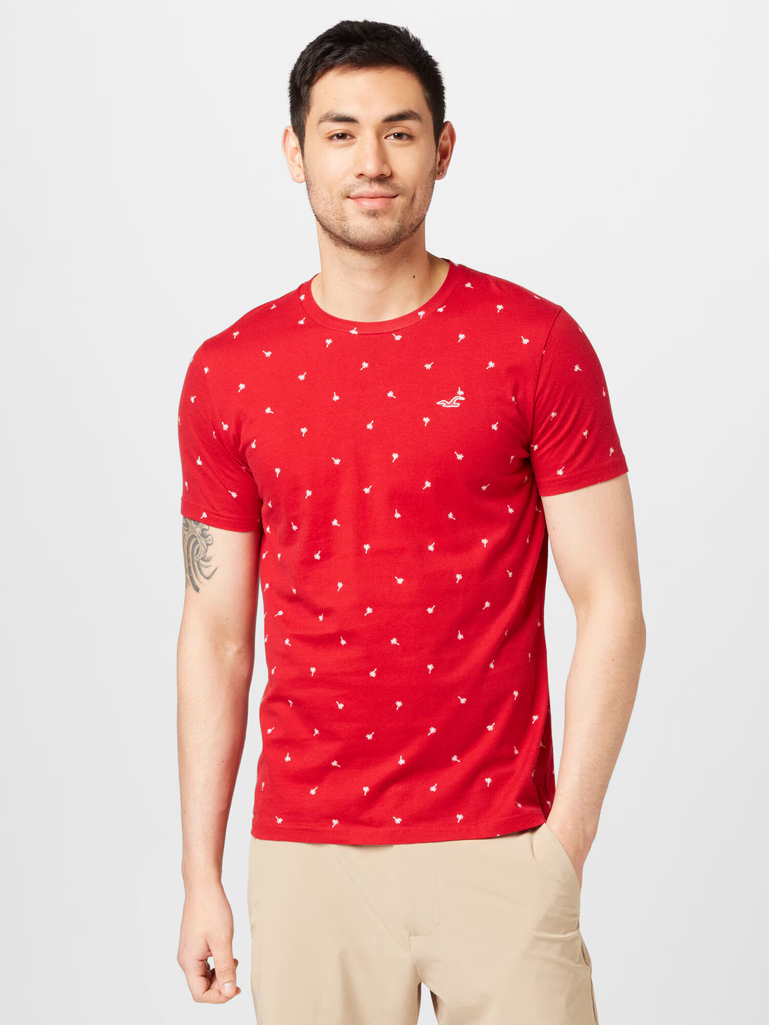 HOLLISTER Tricou roșu / alb - Pled.ro