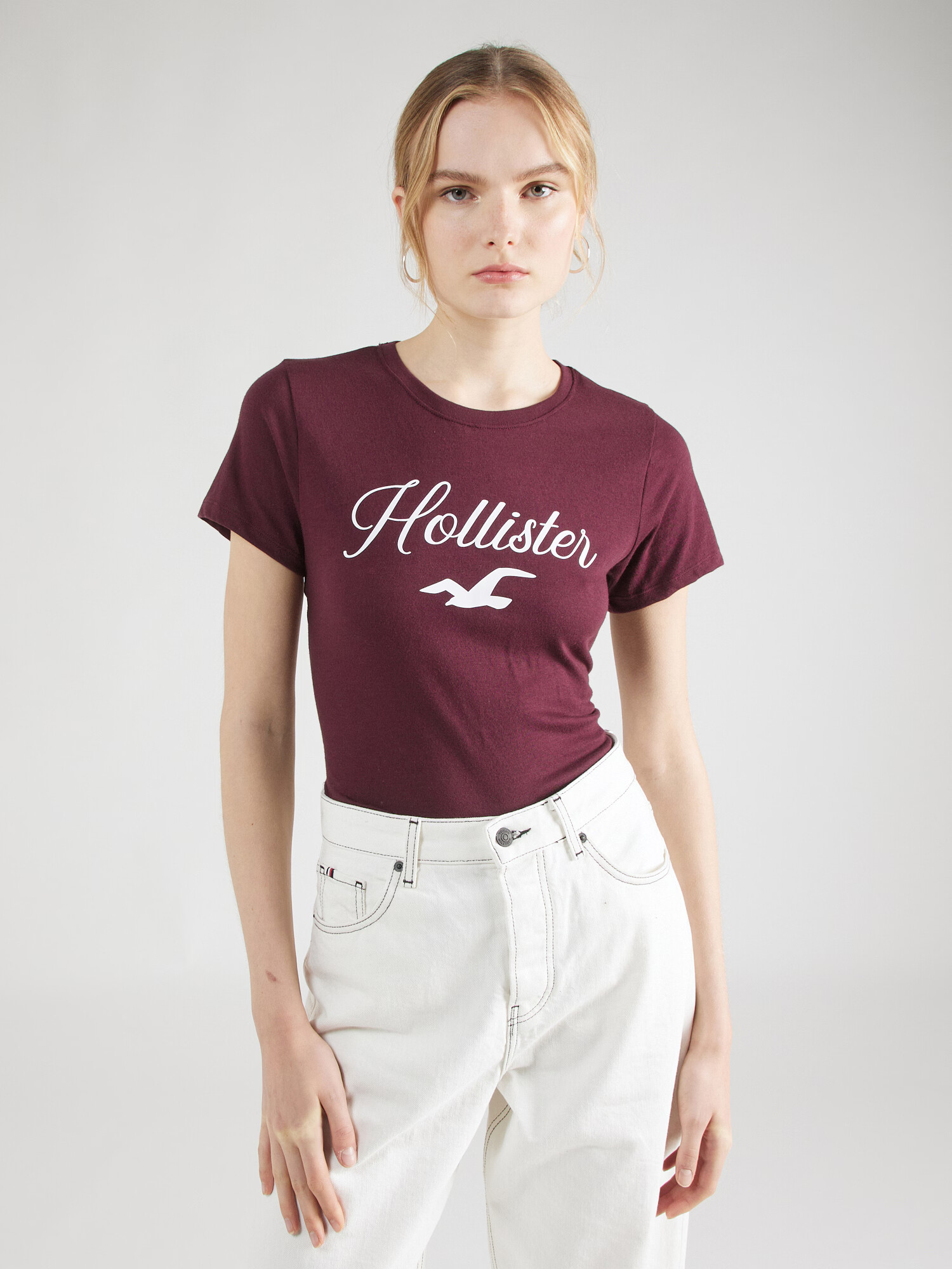 HOLLISTER Tricou roșu / alb - Pled.ro