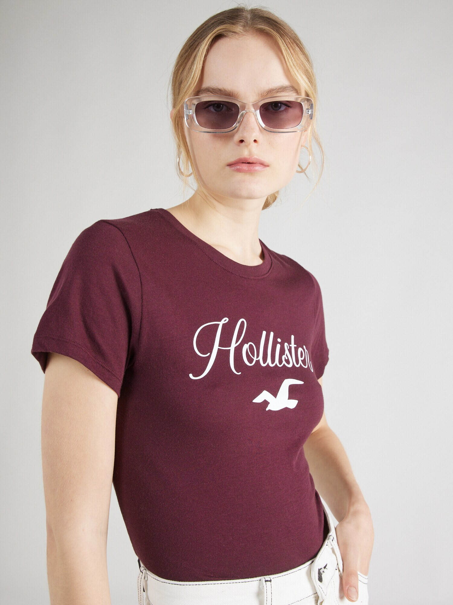 HOLLISTER Tricou roșu / alb - Pled.ro