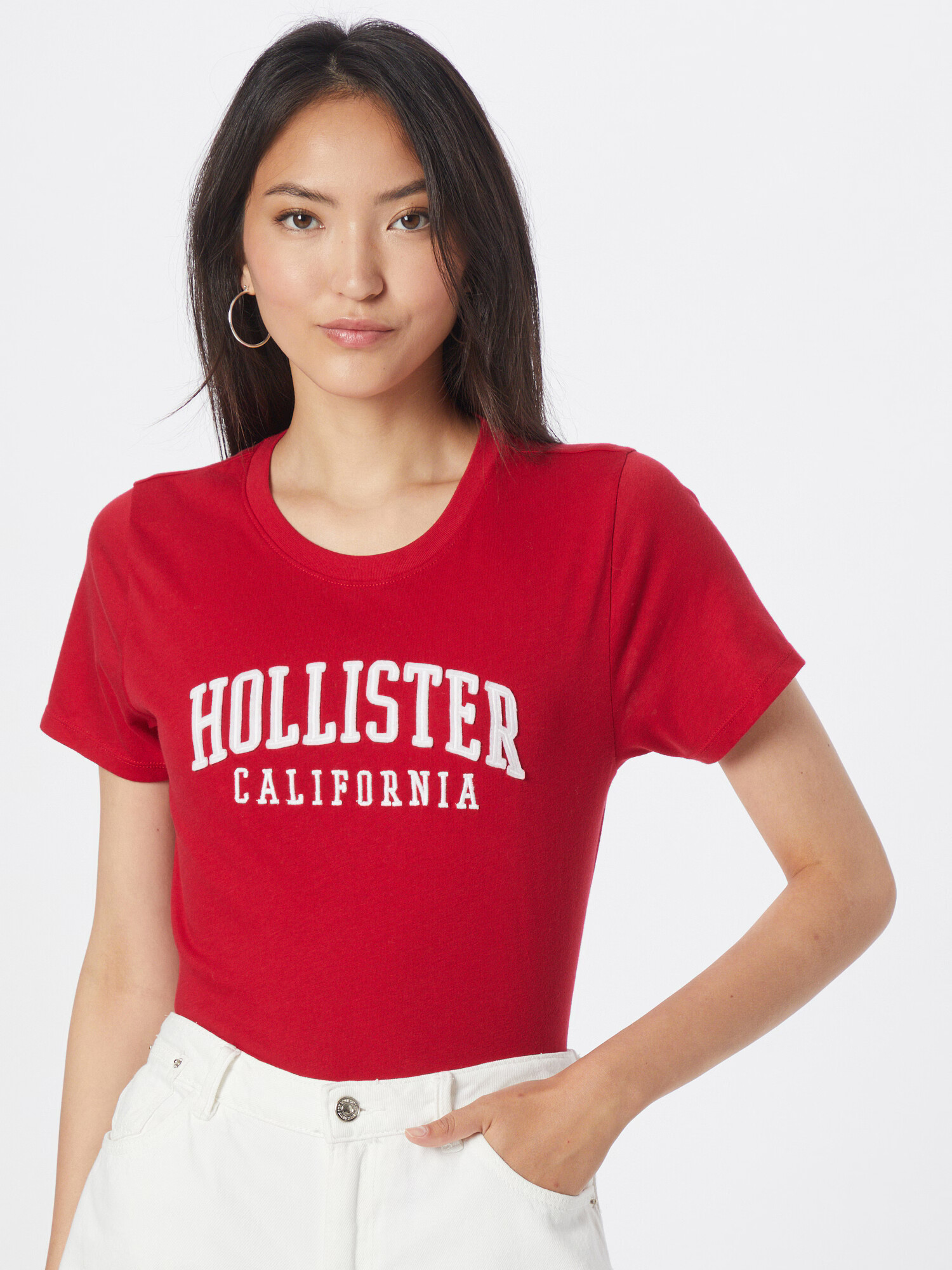 HOLLISTER Tricou roșu / alb - Pled.ro