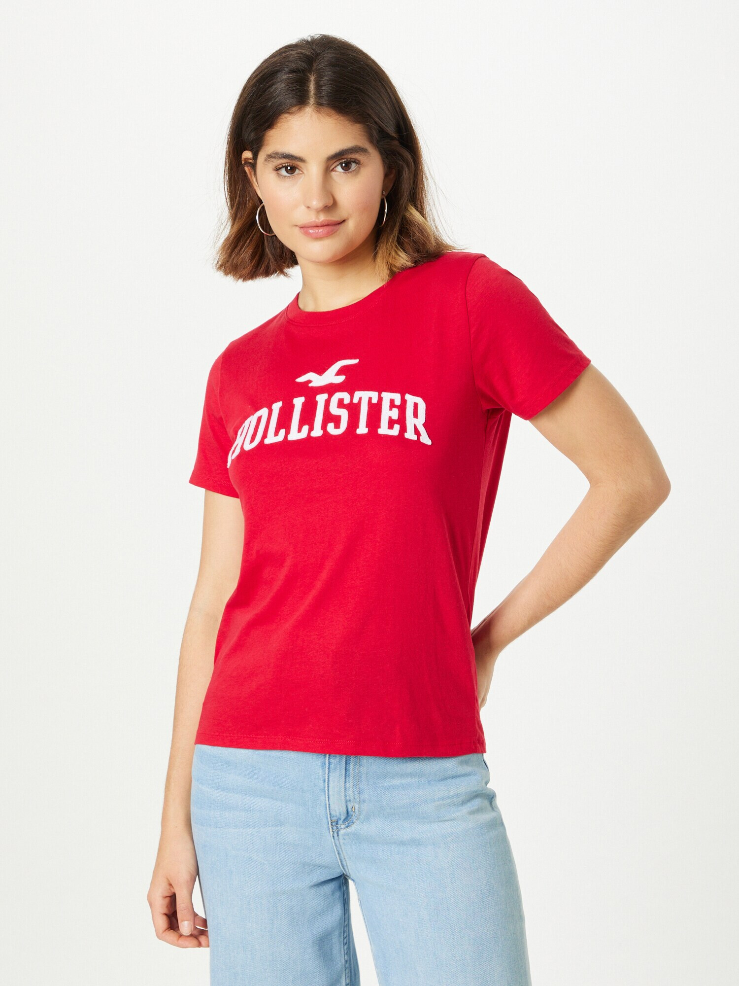 HOLLISTER Tricou roșu / alb - Pled.ro