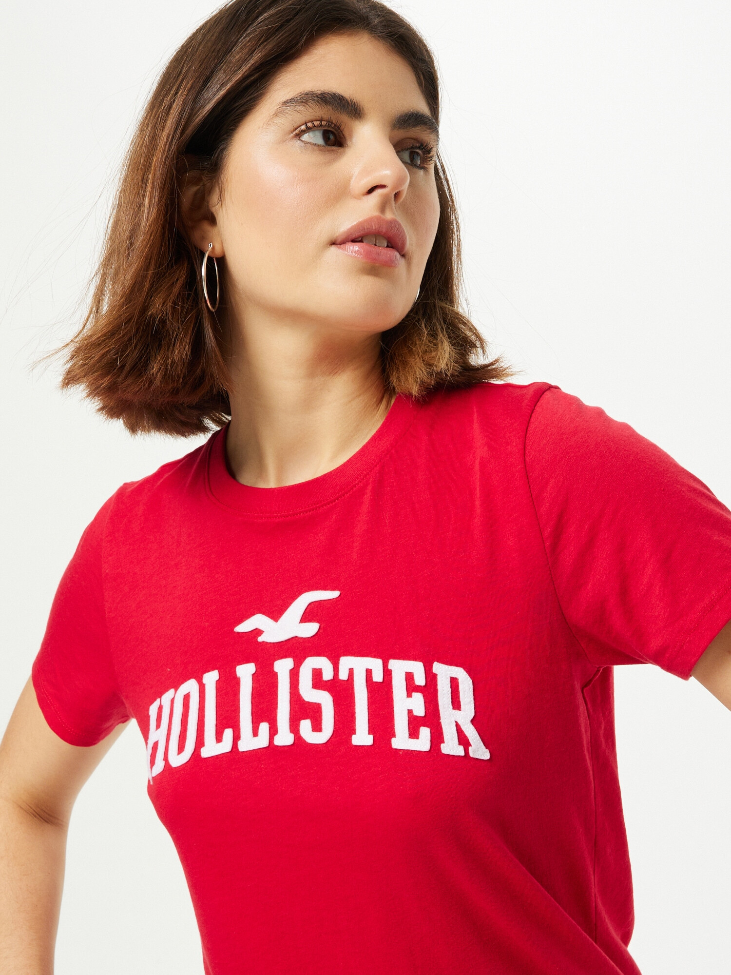 HOLLISTER Tricou roșu / alb - Pled.ro