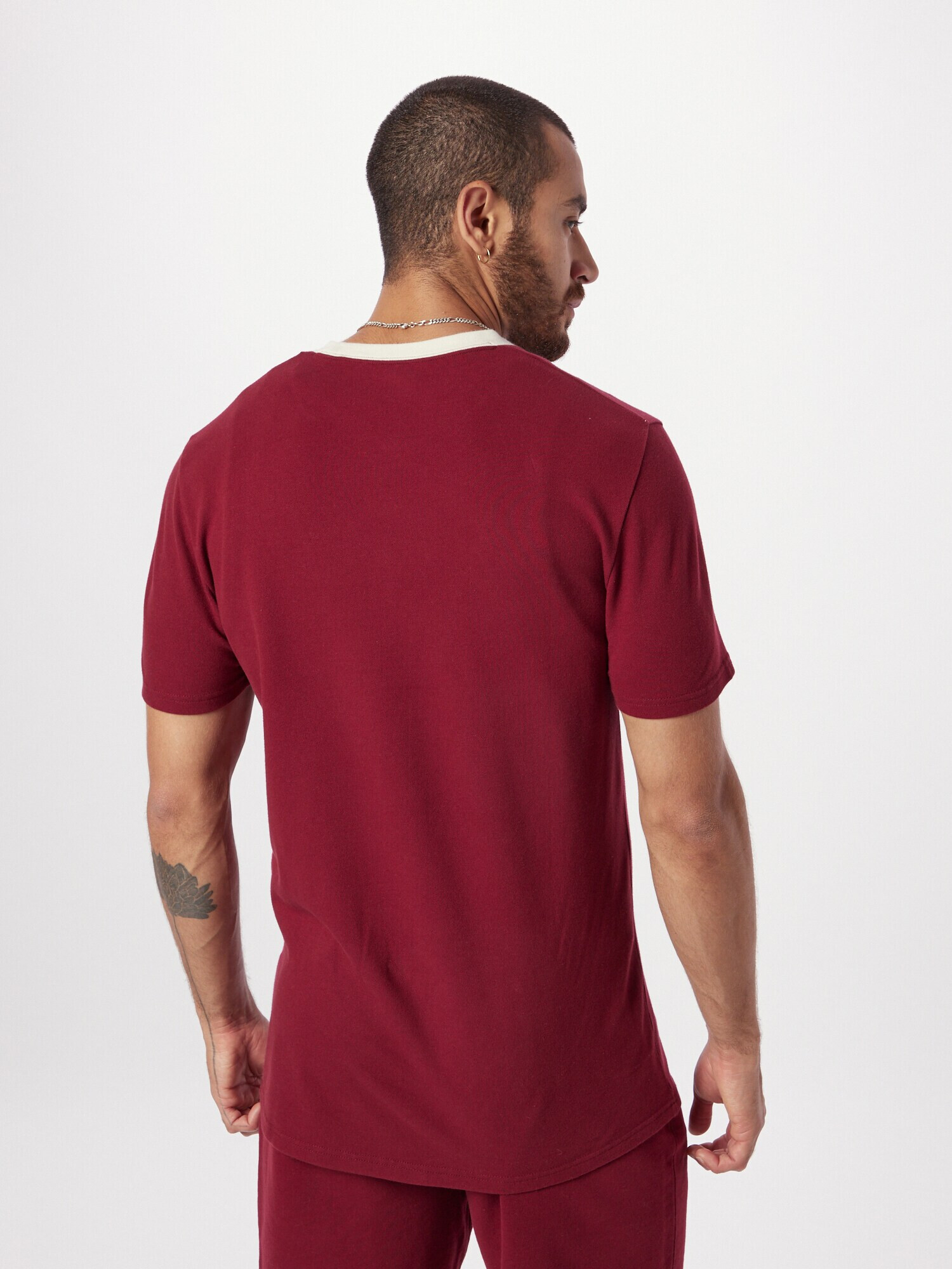 HOLLISTER Tricou roșu bordeaux / alb - Pled.ro