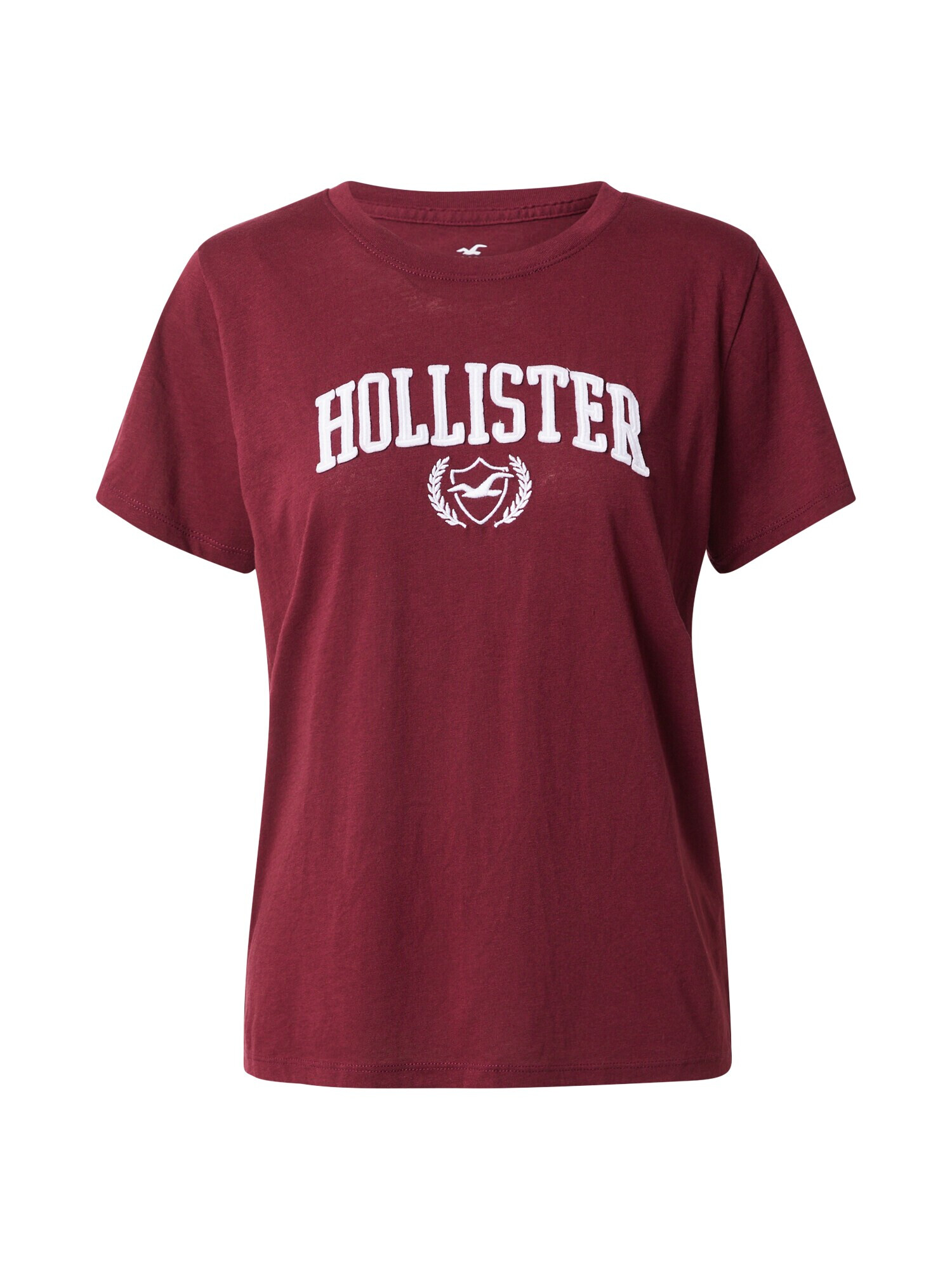 HOLLISTER Tricou roșu burgundy / alb - Pled.ro