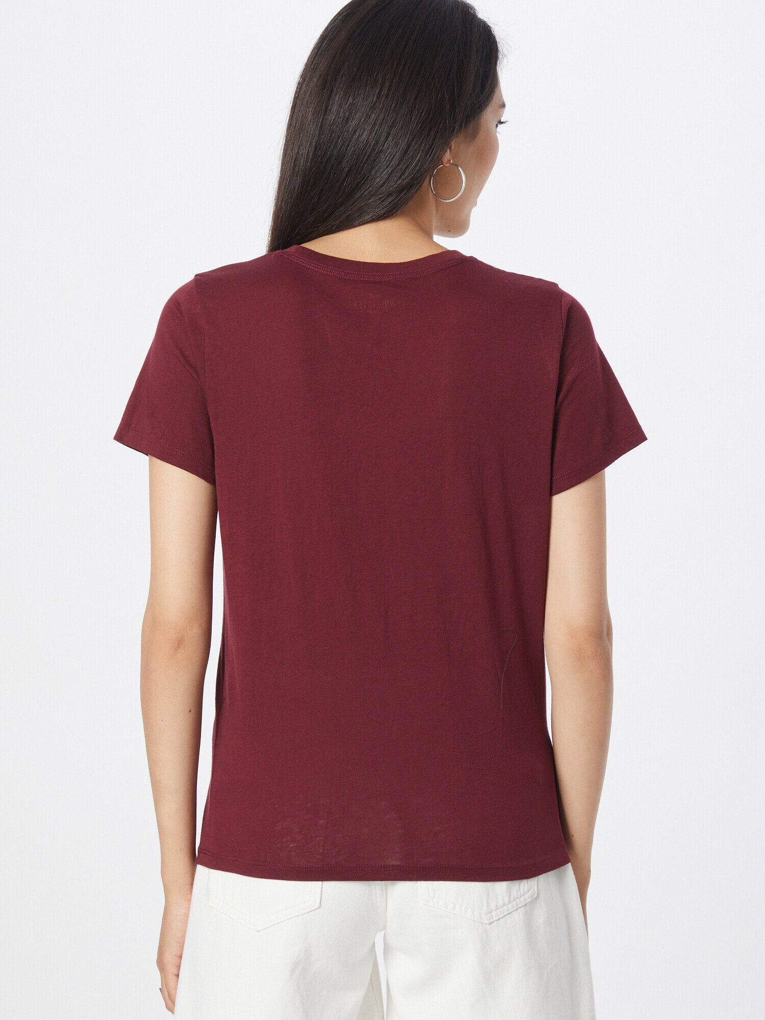 HOLLISTER Tricou roșu burgundy / alb - Pled.ro