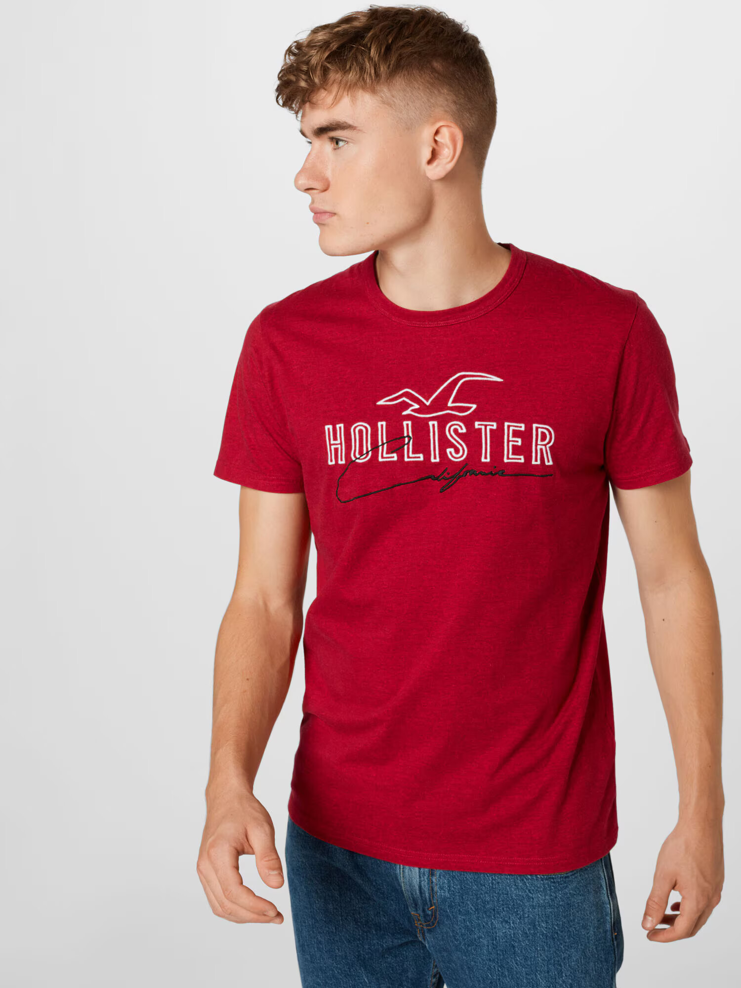 HOLLISTER Tricou roșu / negru / alb - Pled.ro