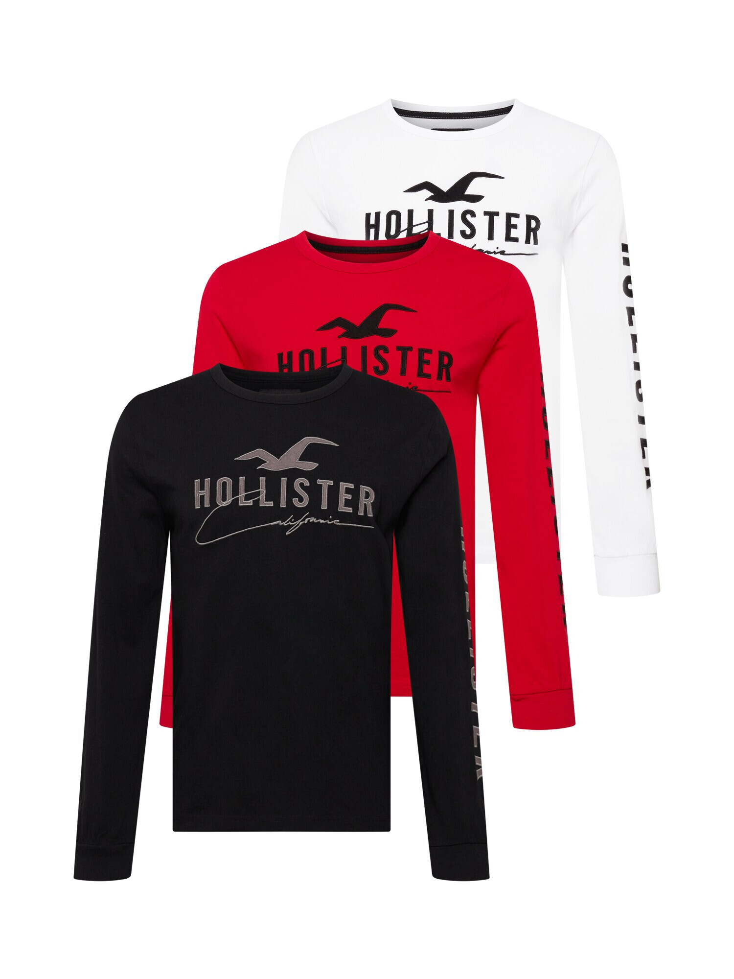 HOLLISTER Tricou roșu / negru / alb - Pled.ro