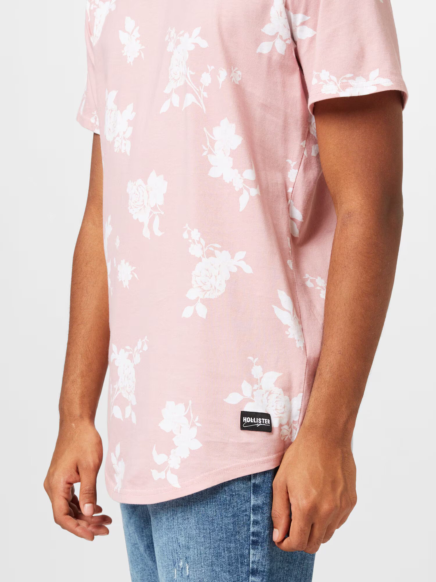 HOLLISTER Tricou roz / alb - Pled.ro