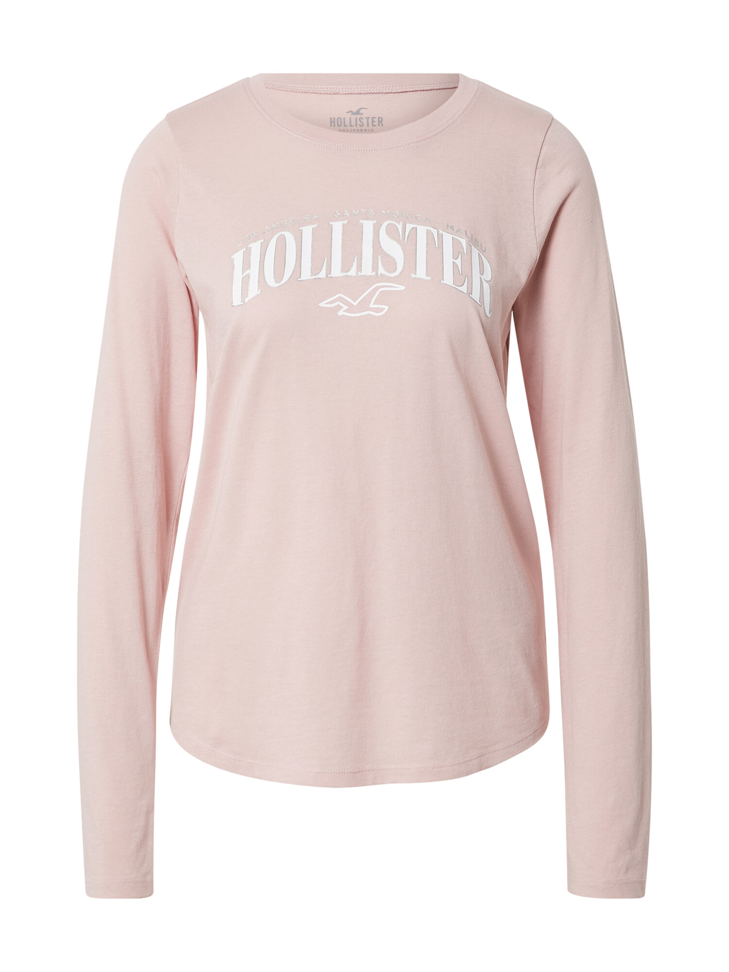 HOLLISTER Tricou roz / argintiu / alb - Pled.ro