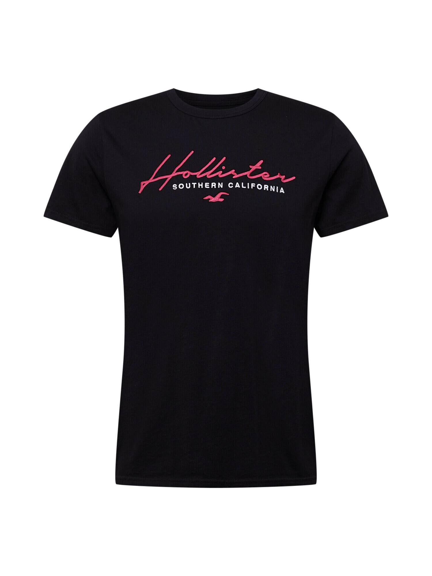 HOLLISTER Tricou roz / negru / alb - Pled.ro