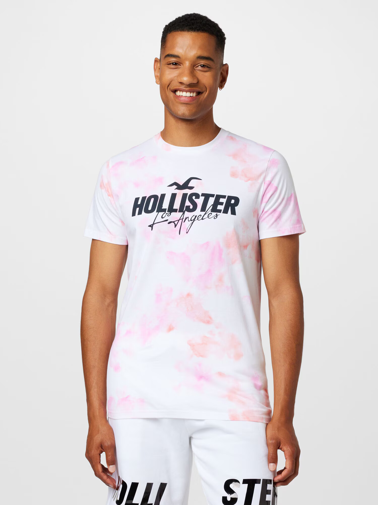 HOLLISTER Tricou roz / negru / alb murdar - Pled.ro