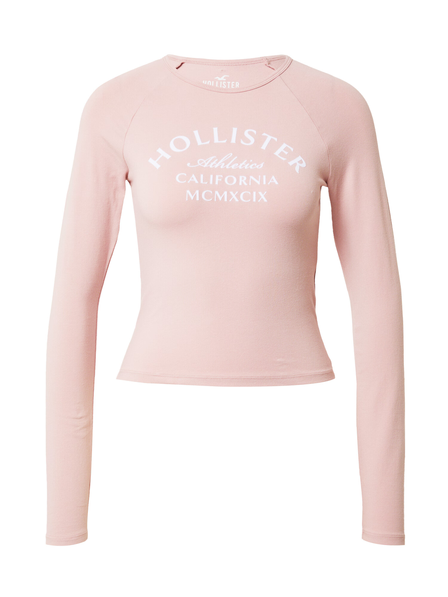 HOLLISTER Tricou roz pastel / alb - Pled.ro